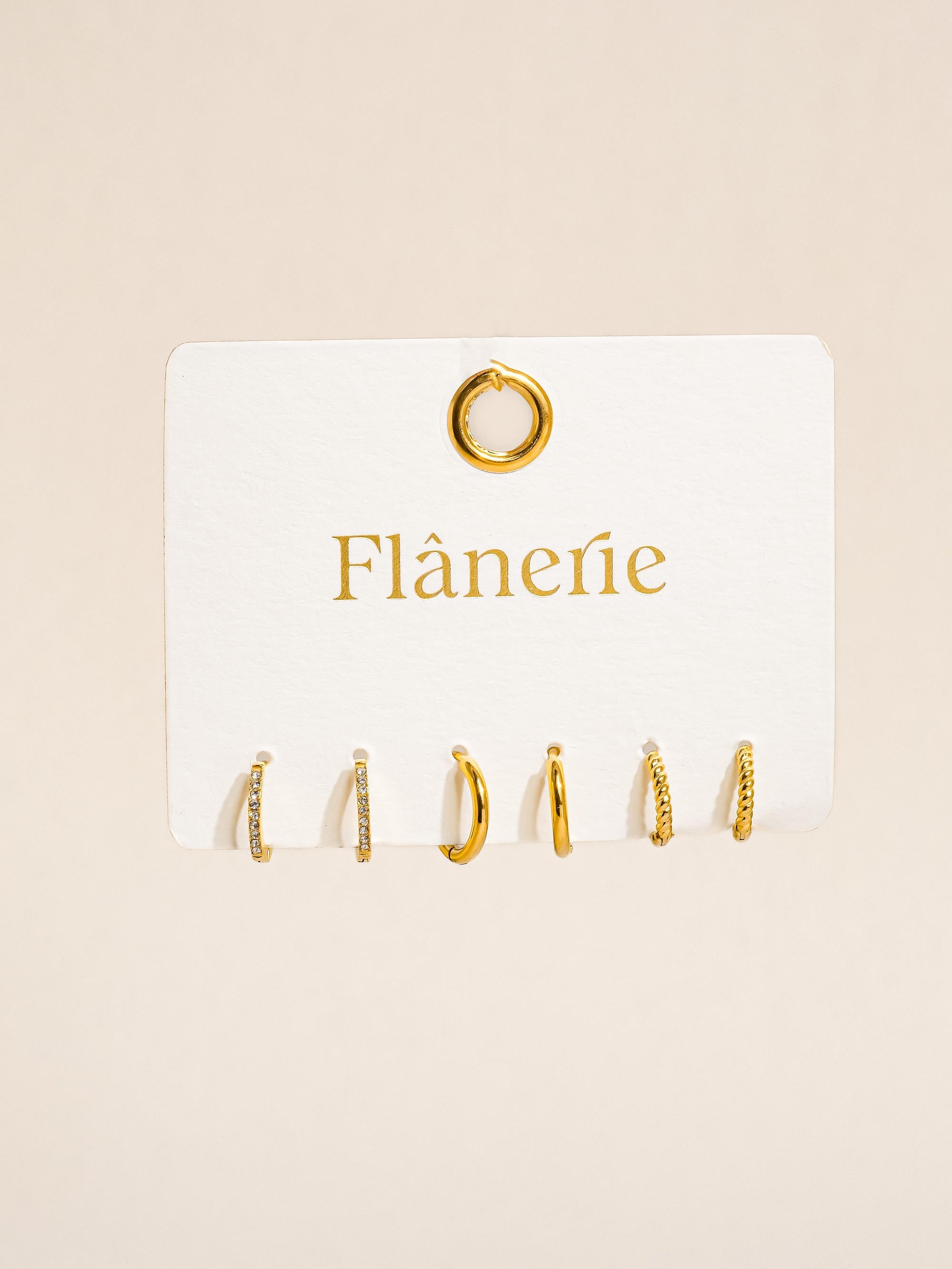 18k Gold Cz Hoops Earring Set Of Three