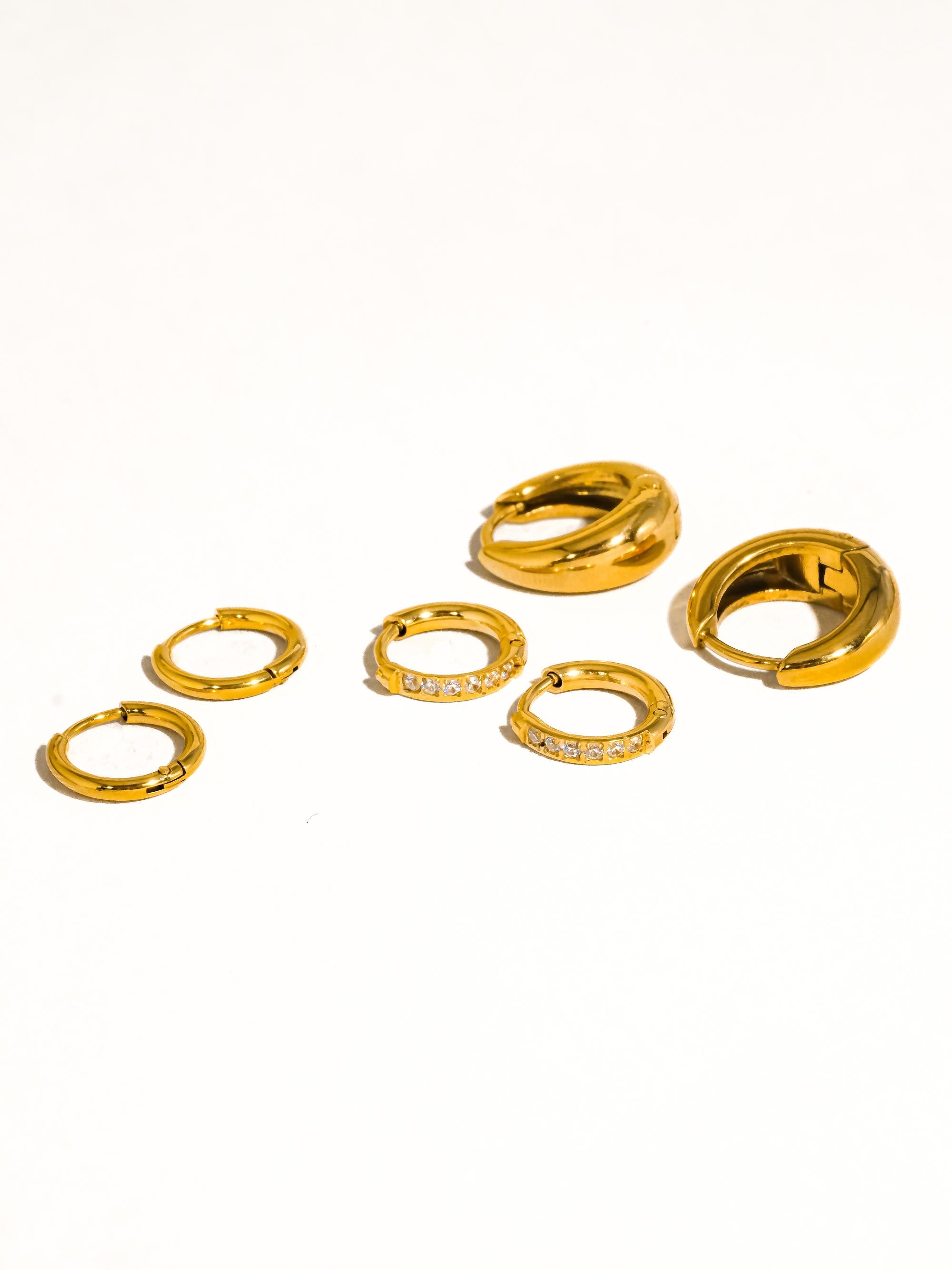 18k Gold Non-tarnish Glam Hoop Earring Set