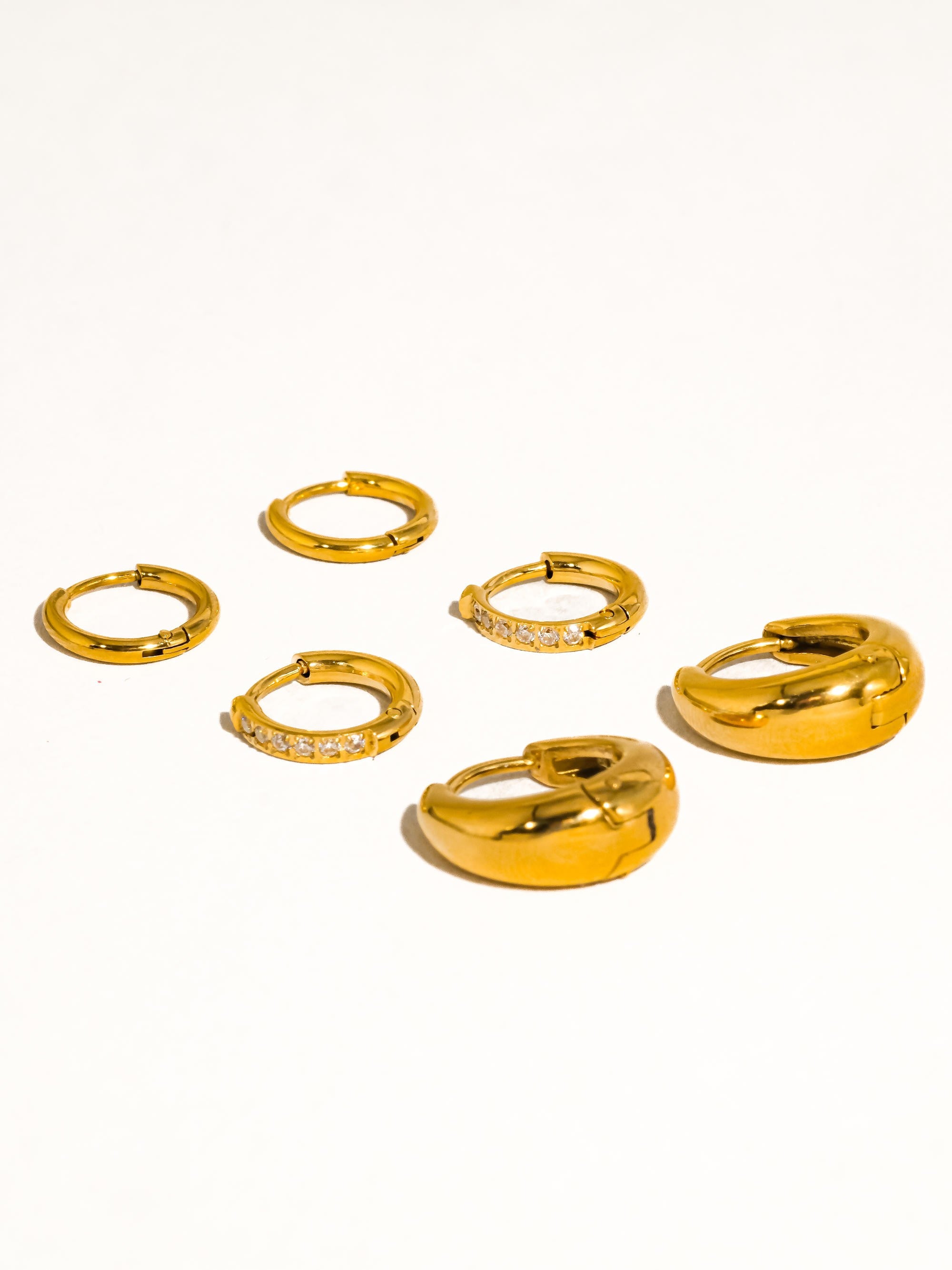 18k Gold Non-tarnish Glam Hoop Earring Set