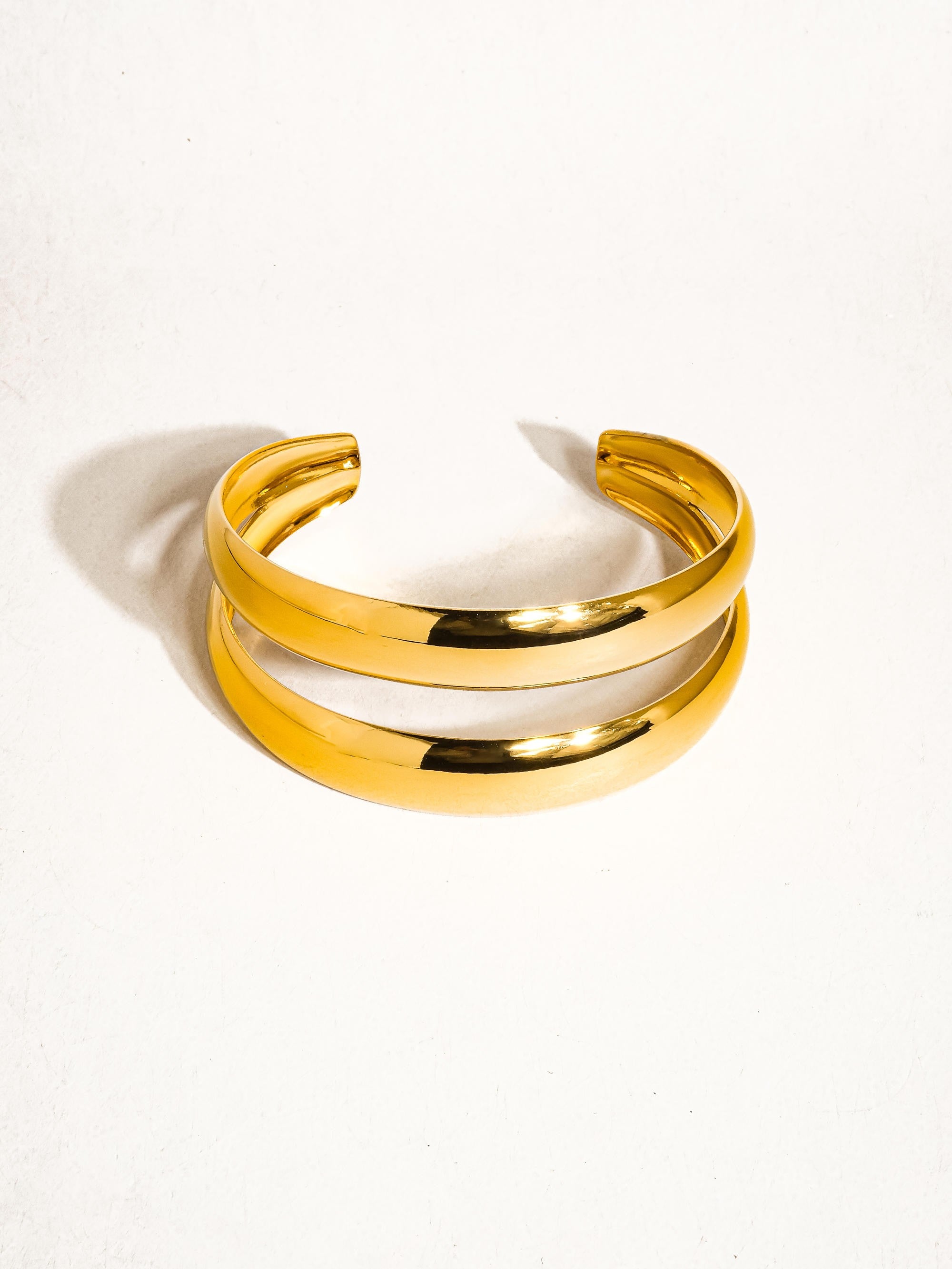 18k Gold Non-tarnish Layered Round Bangle Ronan-Gold