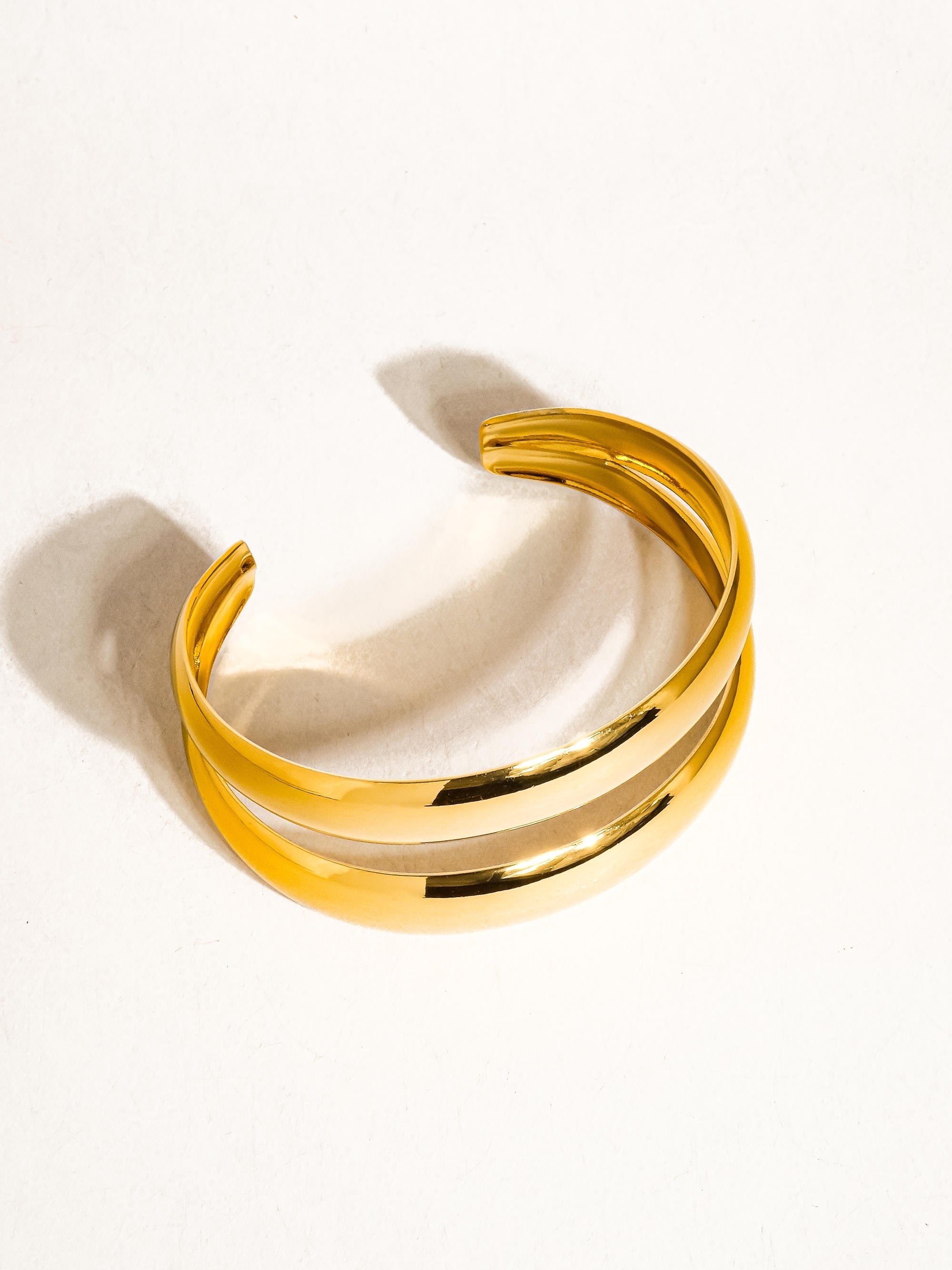 18k Gold Non-tarnish Layered Round Bangle Ronan-Gold