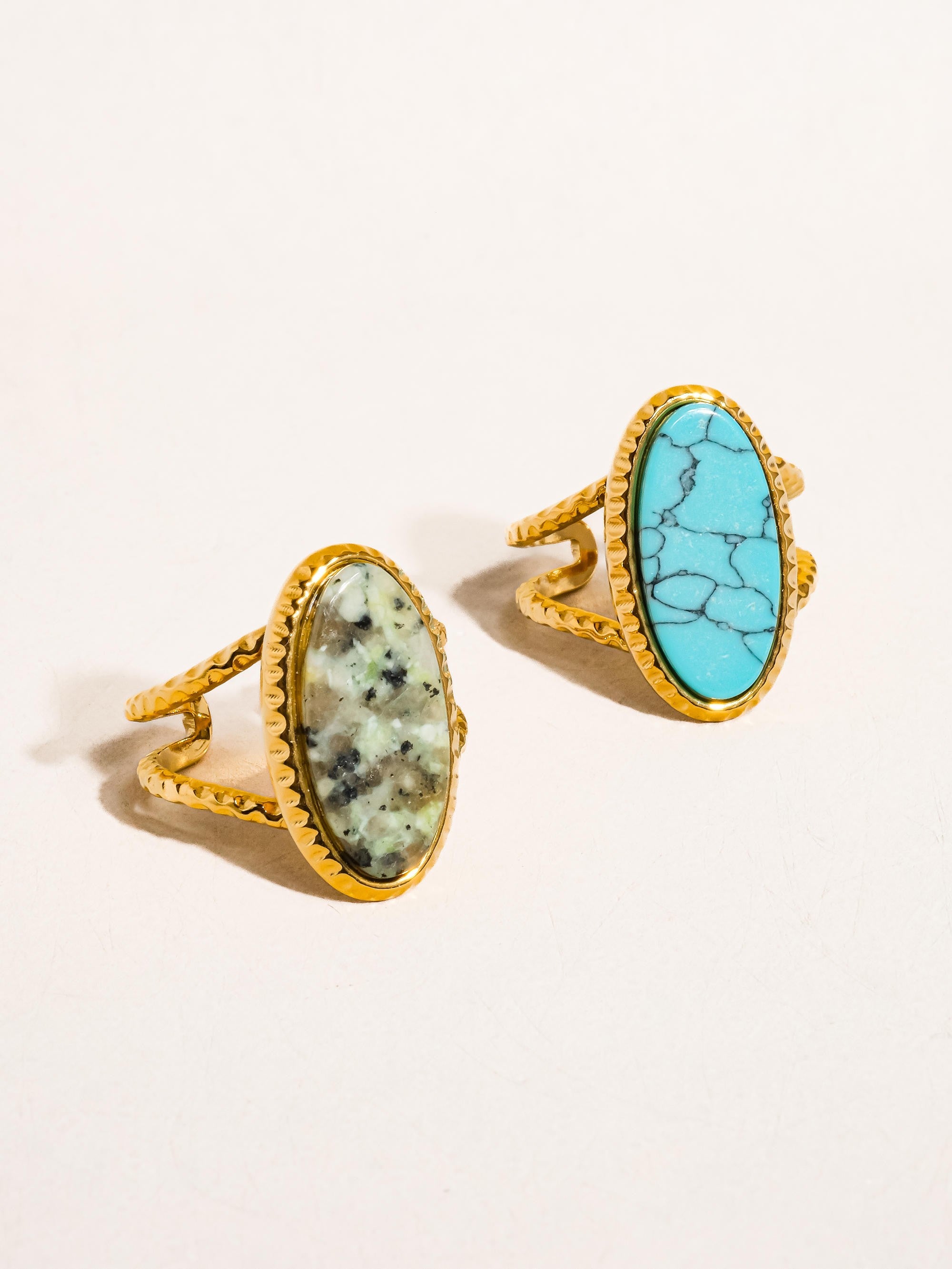 18k Gold Non-tarnish Natural Stone Ring