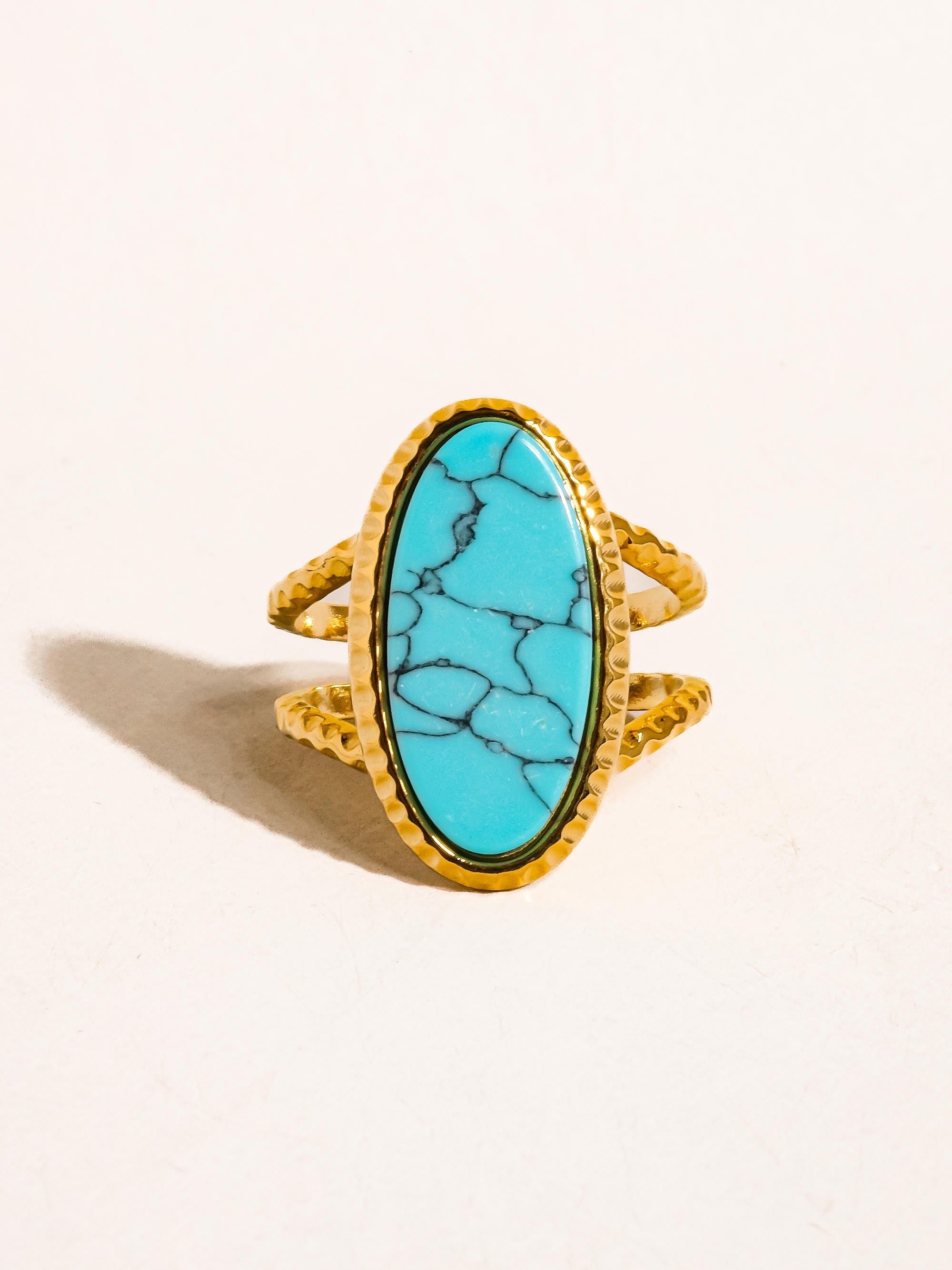 18k Gold Non-tarnish Natural Stone Ring