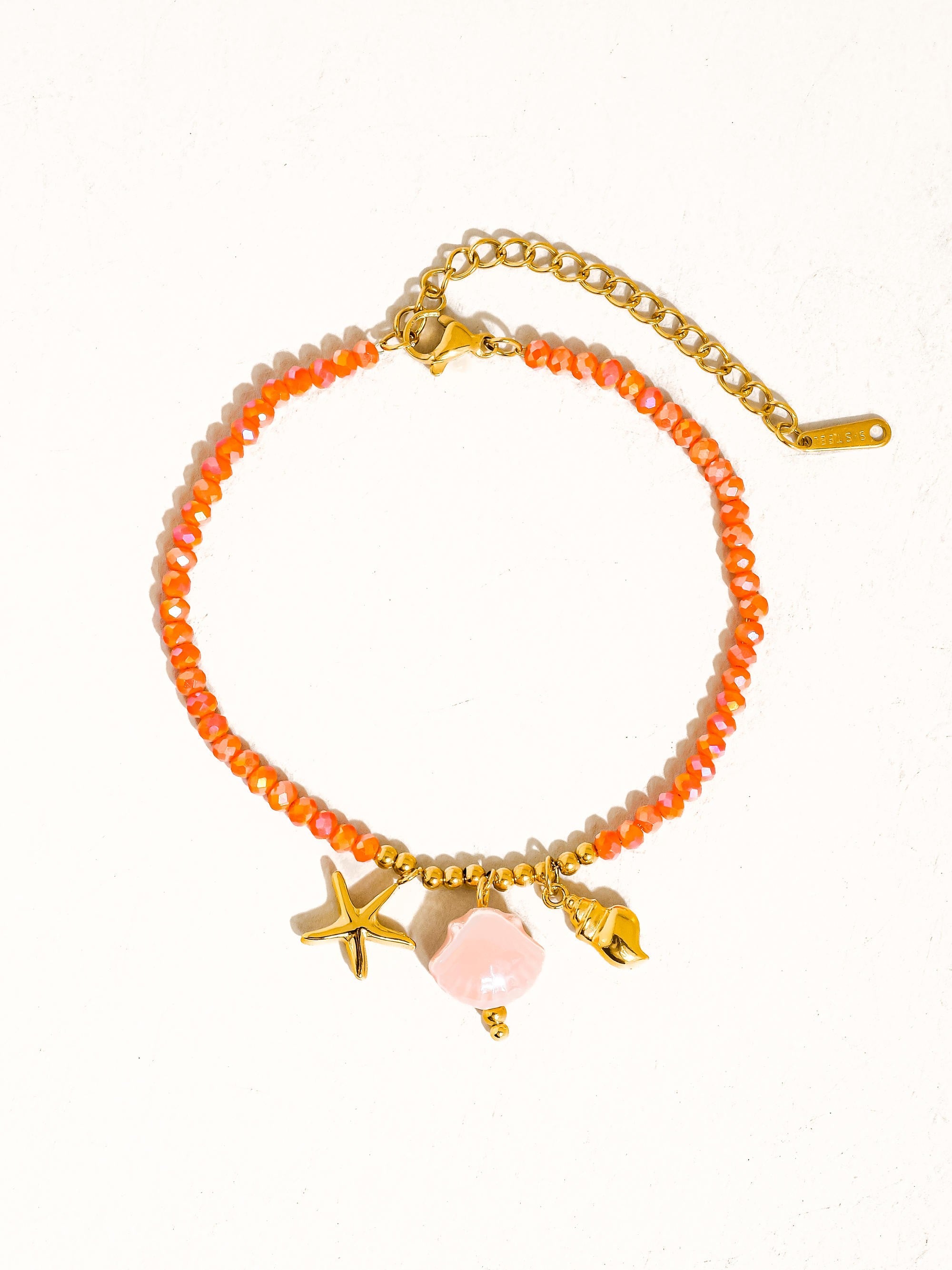 18k Gold Non-tarnish Shells & Star Beaded Bracelet