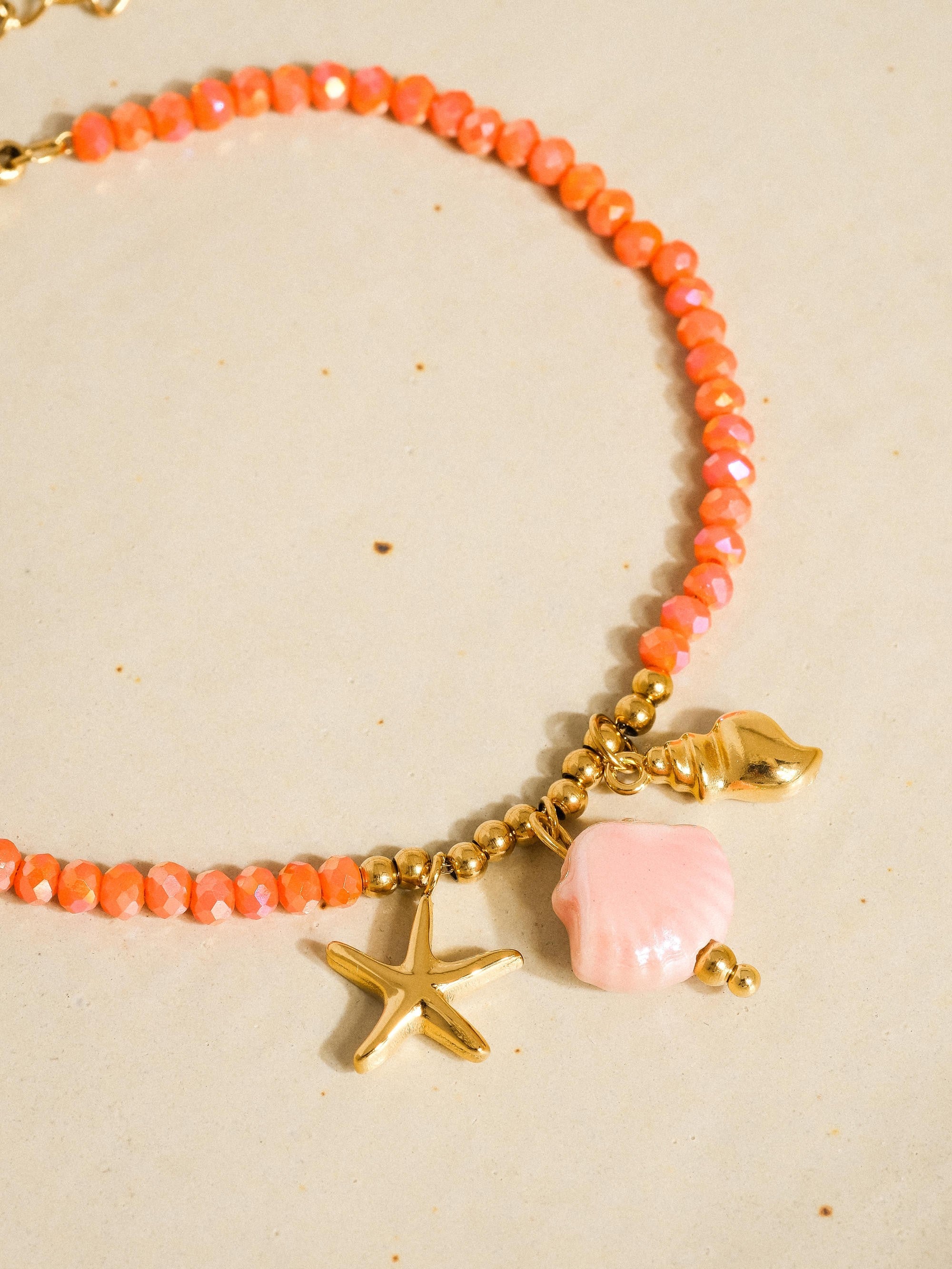 18k Gold Non-tarnish Shells & Star Beaded Bracelet