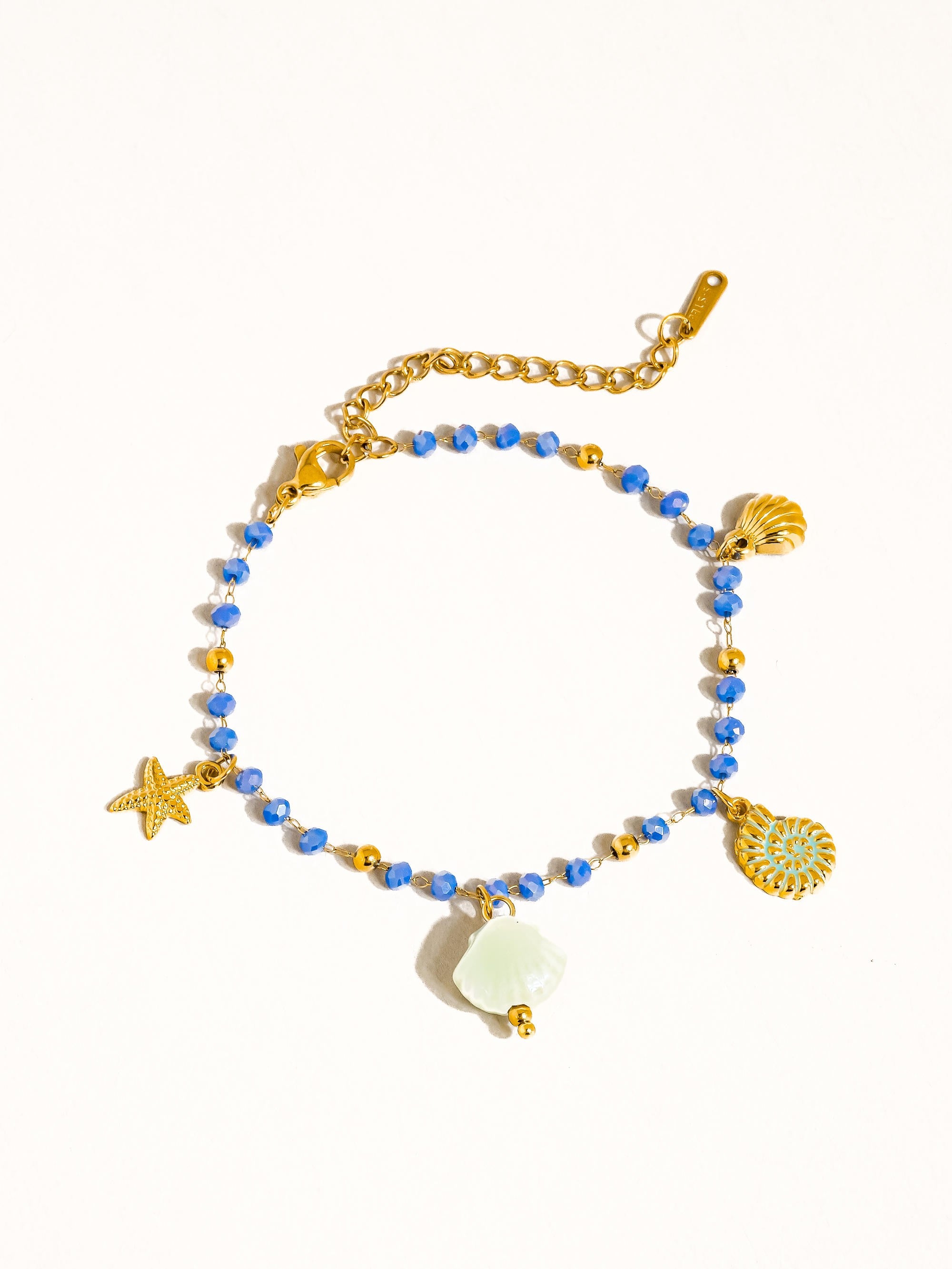 18k Gold Non-tarnish Shells & Star Beaded Bracelet