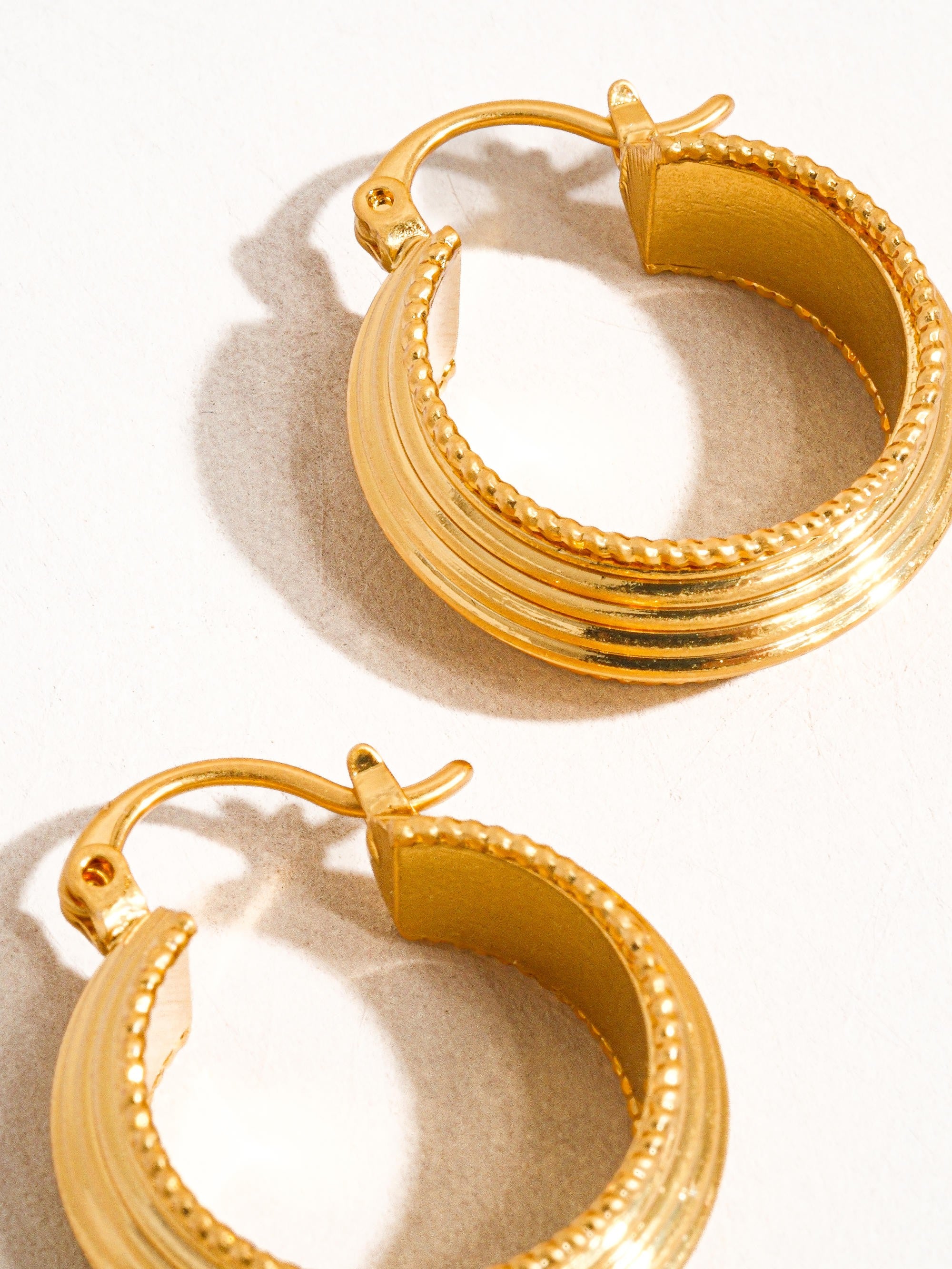 18k Gold Textured Hoop Earring