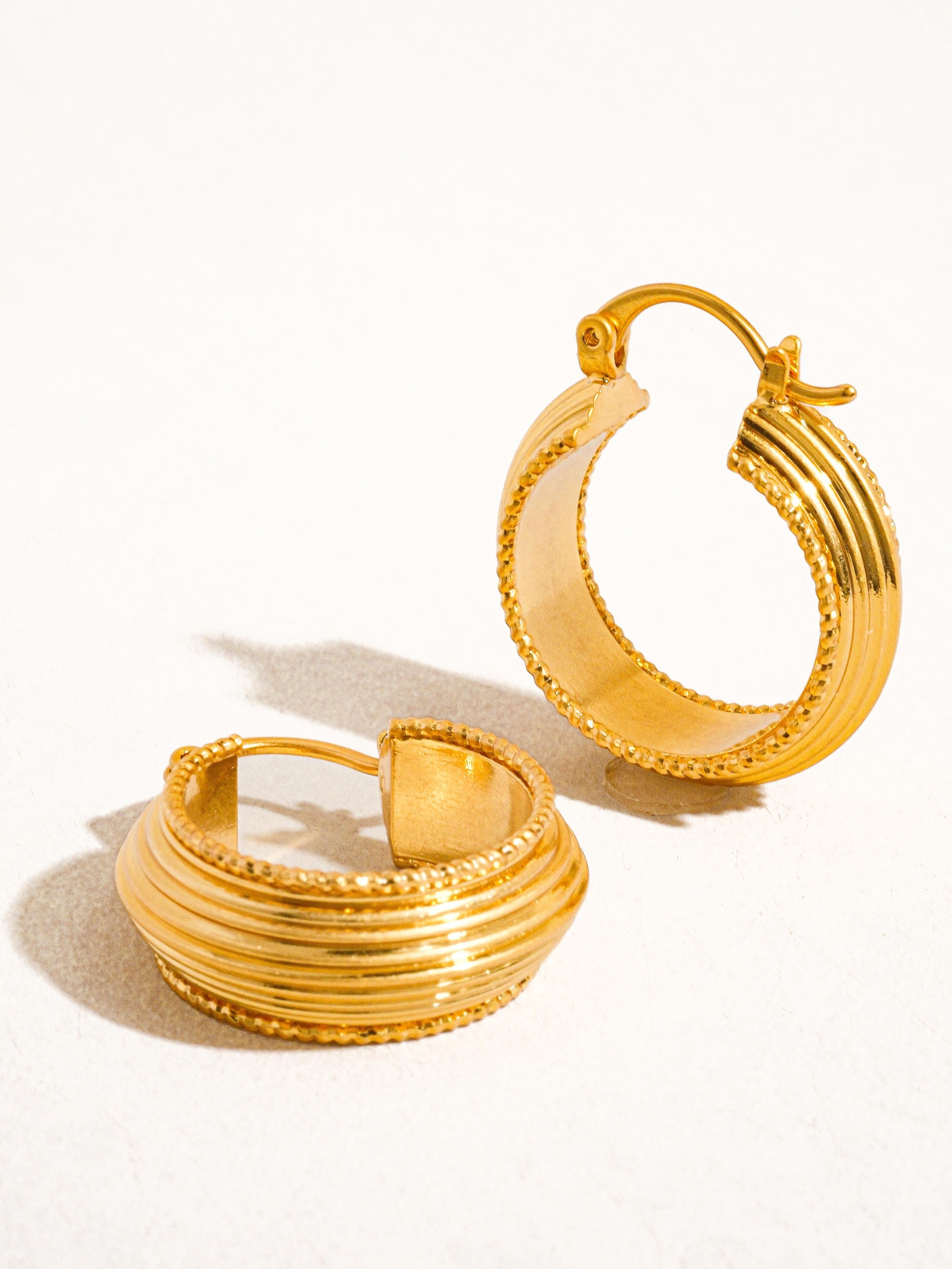 18k Gold Textured Hoop Earring