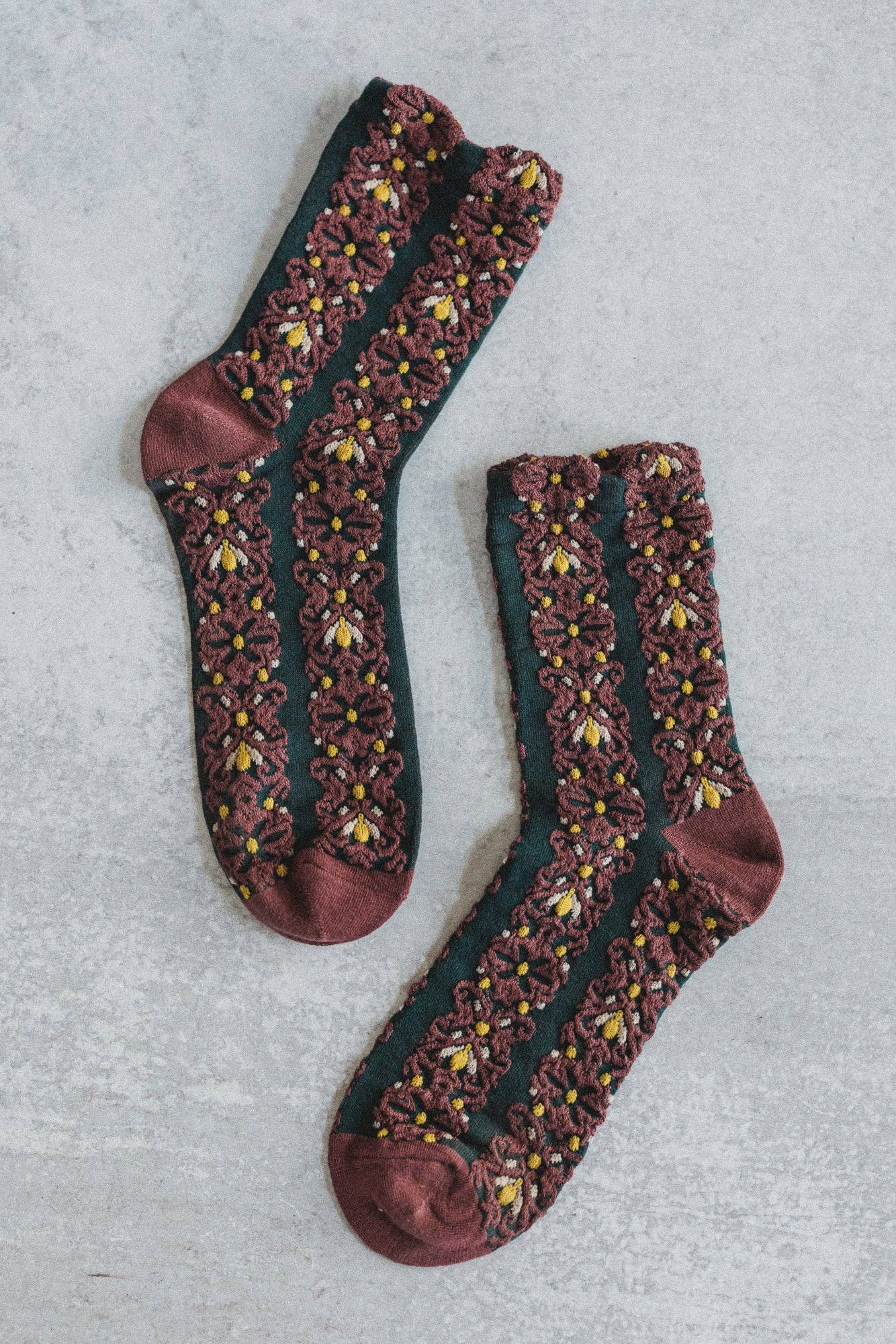 Garden Stitch Socks - Maroon