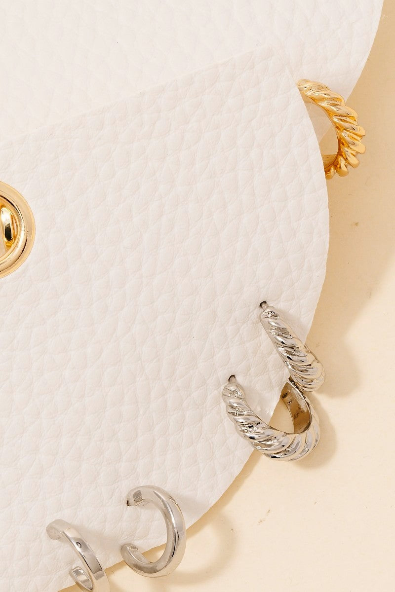 Three Pair Assorted Mini Hoop Earrings Set