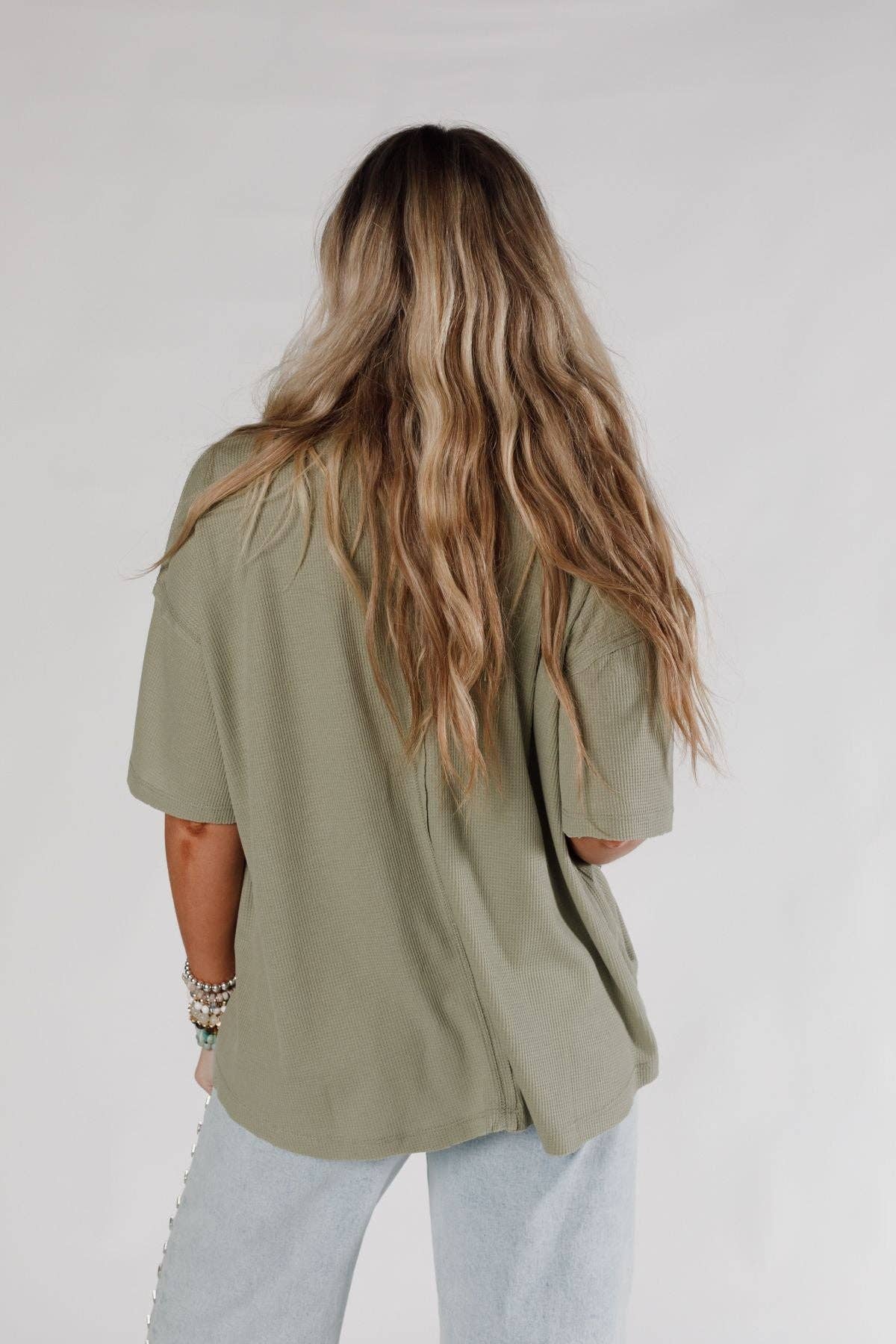 Soft Plume Henley Top - Sage