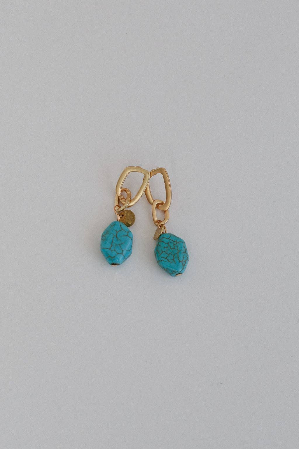 Serene Stone Drop Earrings - Turquoise