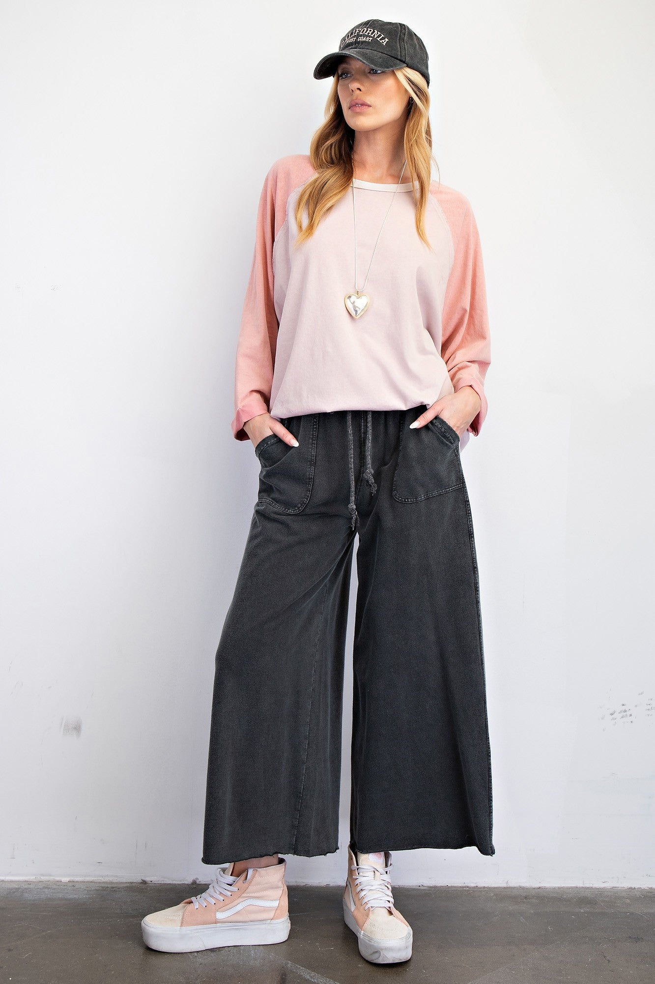 Rose Pink Color Mix Rayon Cotton Knit Tunic