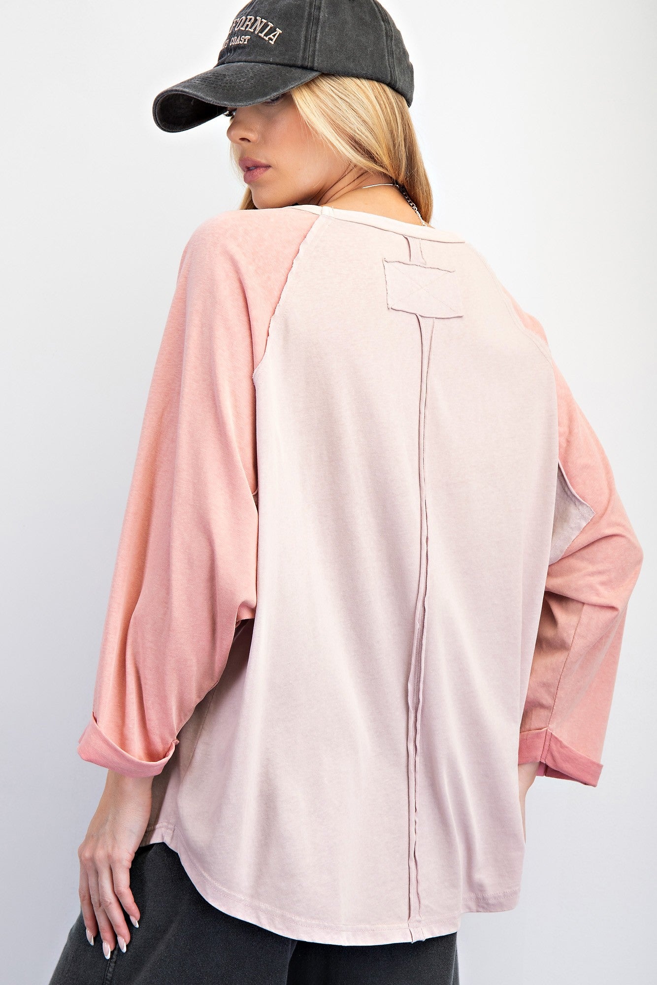 Rose Pink Color Mix Rayon Cotton Knit Tunic