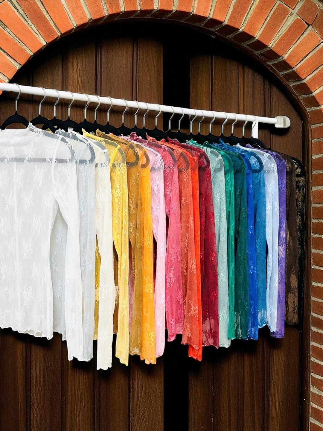 Game Day Taupe Long Sleeve Floral Lace Top