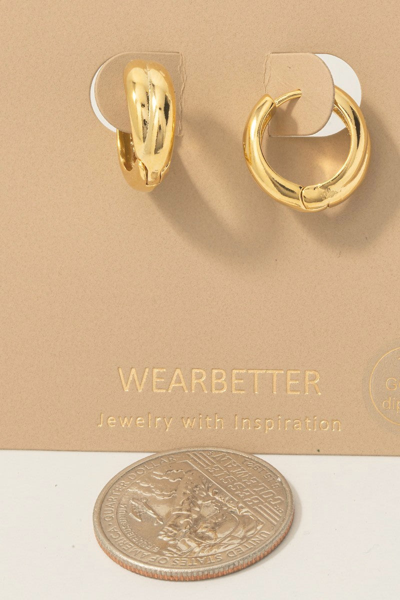 Gold Dipped Layered Hinge Hoop Earrings