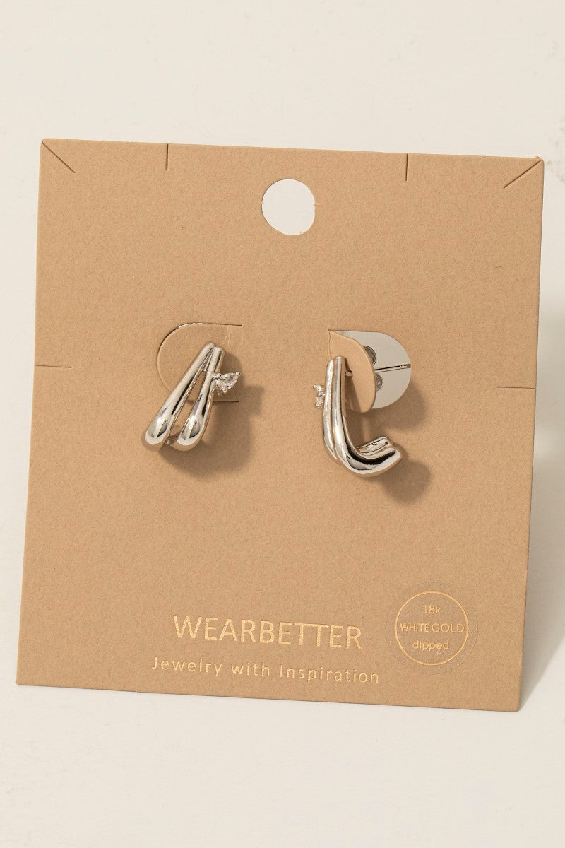 Gold Dipped Layered J Hoop Earrings