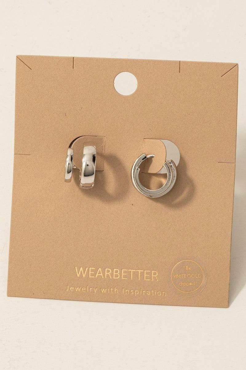 Gold Dipped Layered Wide Hinge Hoop Earrings