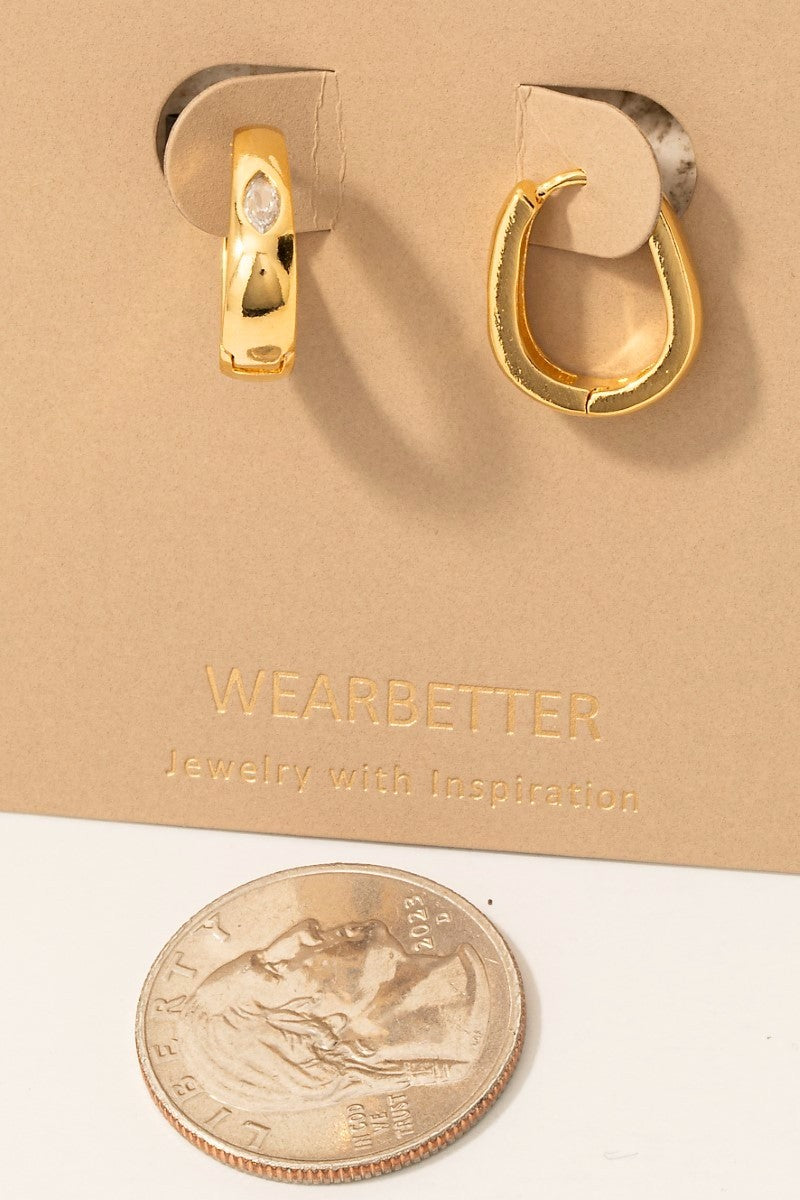 Gold Dipped Wide Oval Hinge Hoop Earrings