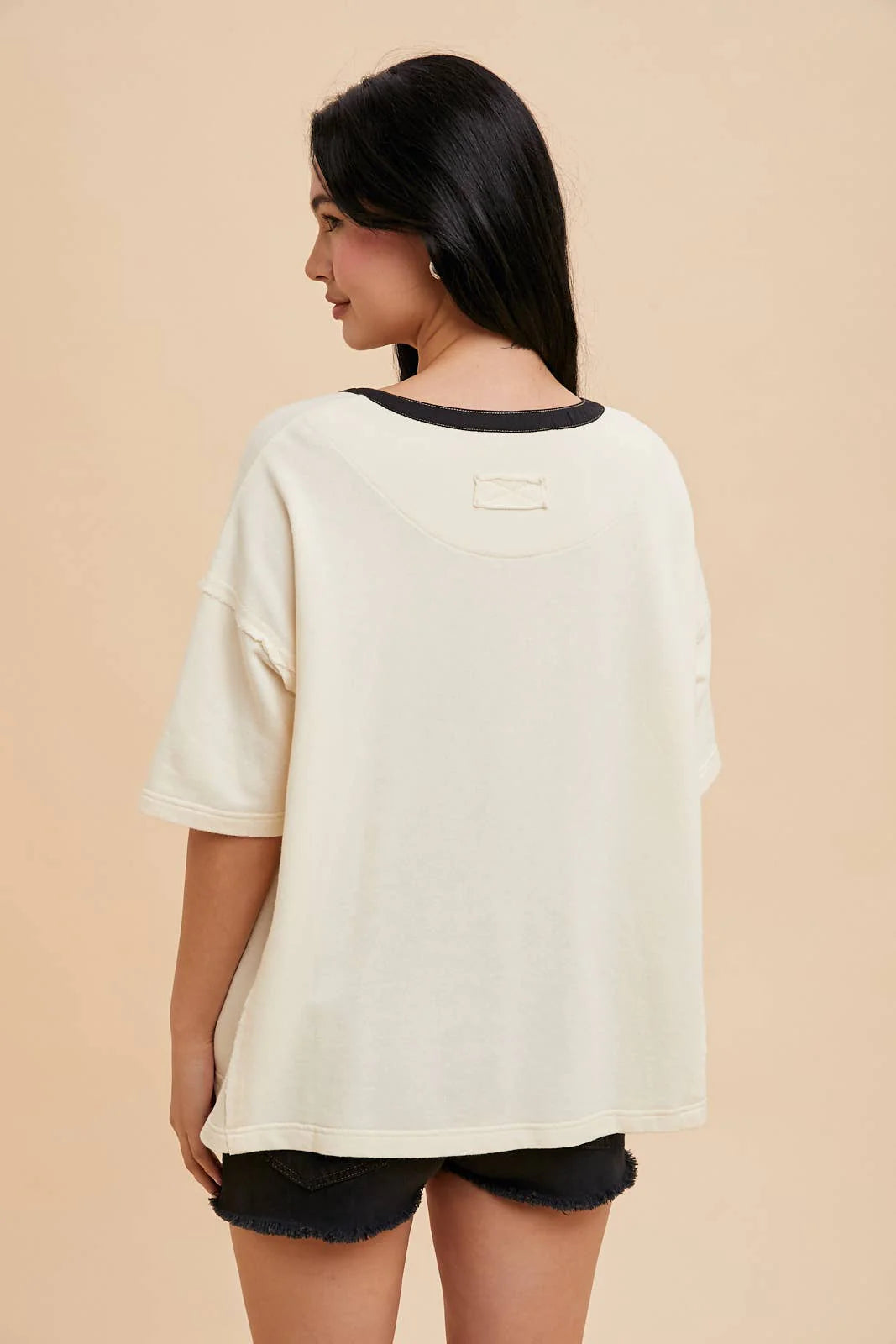 Henley Vanilla Creme Ringer Tee