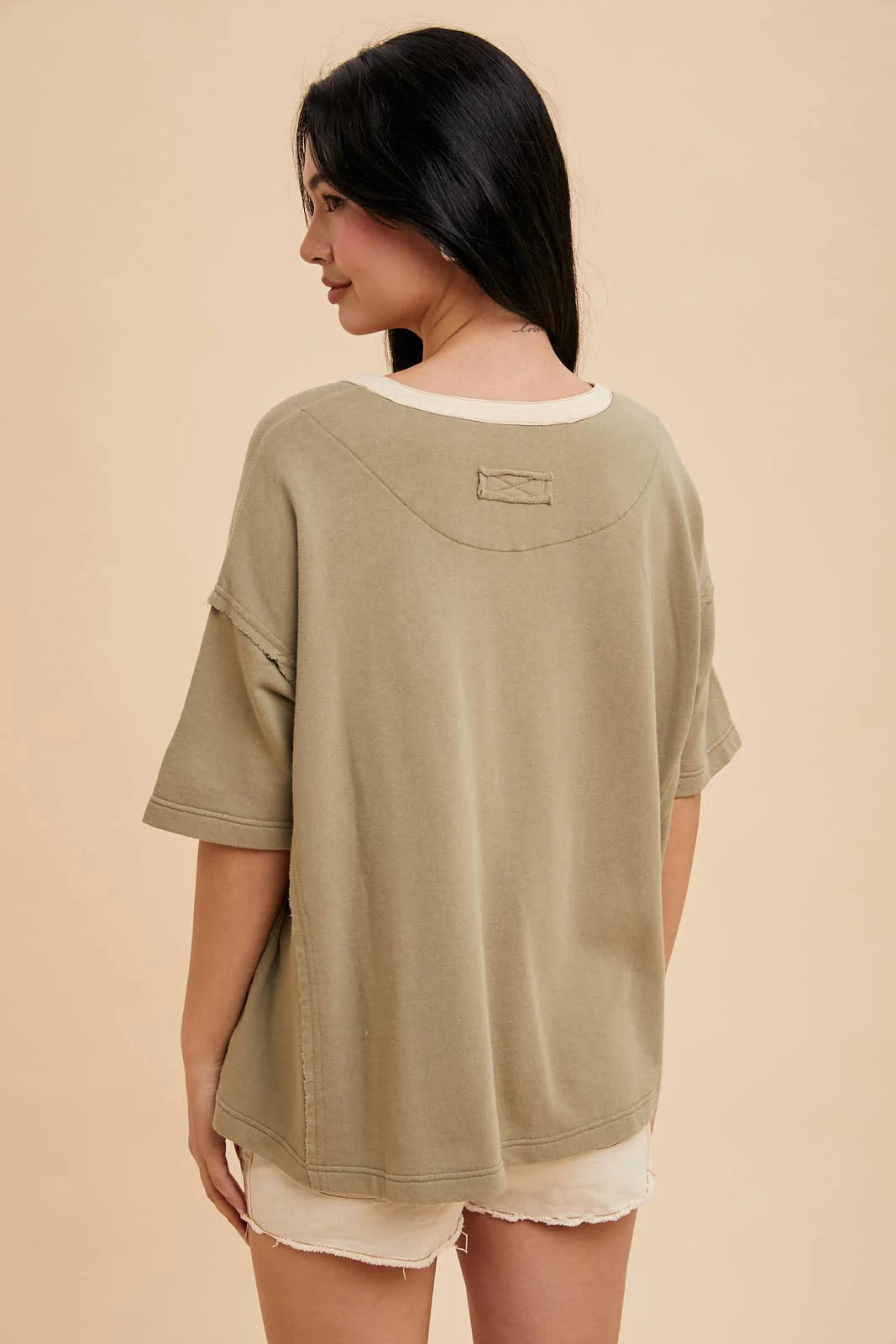 Henley Light Olive Ringer Tee