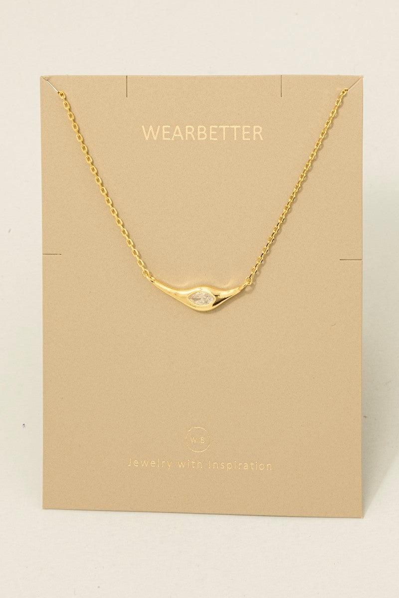 Long Ornate Cz Stud Pendant Necklace