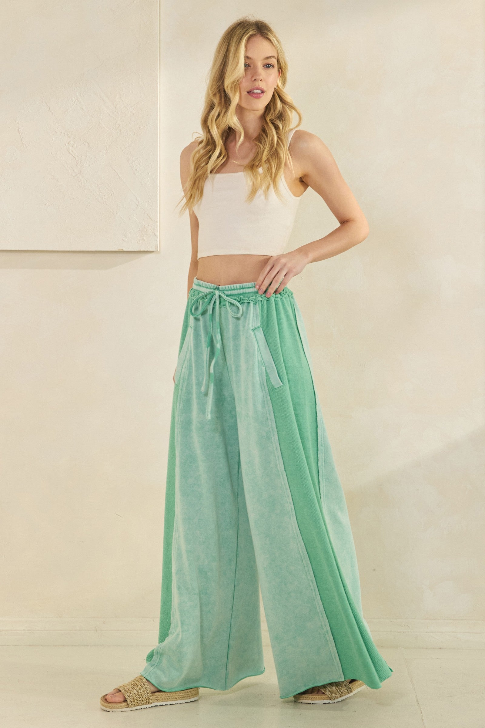 Meadow Mist Sage Green Palazzo Pants