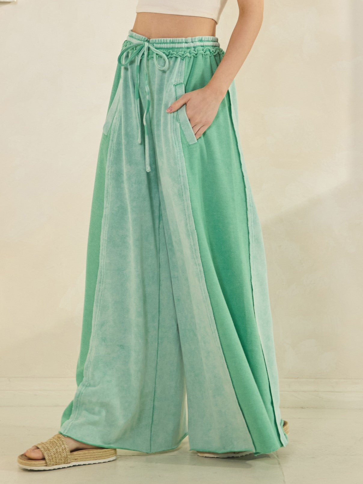 Meadow Mist Sage Green Palazzo Pants