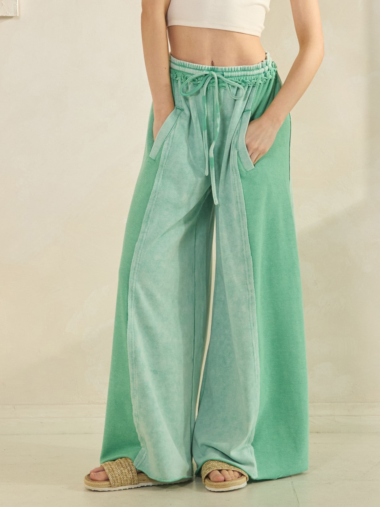 Meadow Mist Sage Green Palazzo Pants