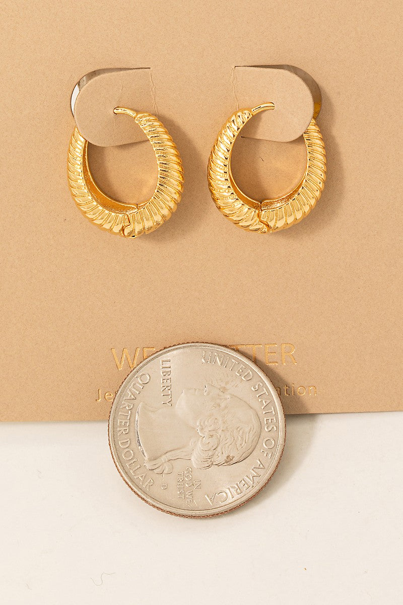 Metallic Braided Oval Latch Hoop Earrings