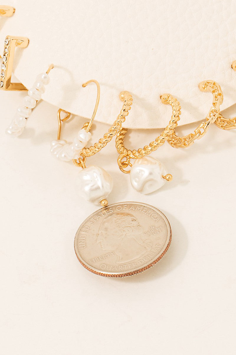 Mixed Style Pearl Beads Earrings Set