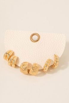 Mixed Wide Metallic Hoop Earrings Set