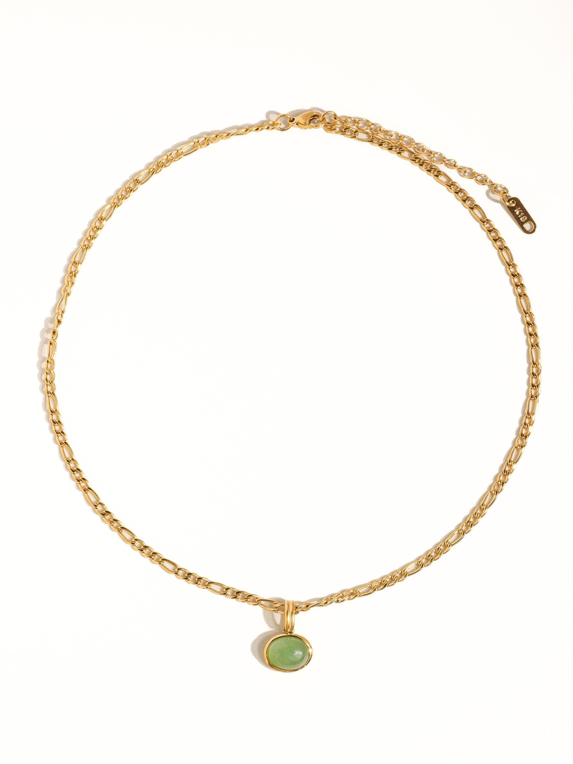 Green Stone Pendant Chain Necklace