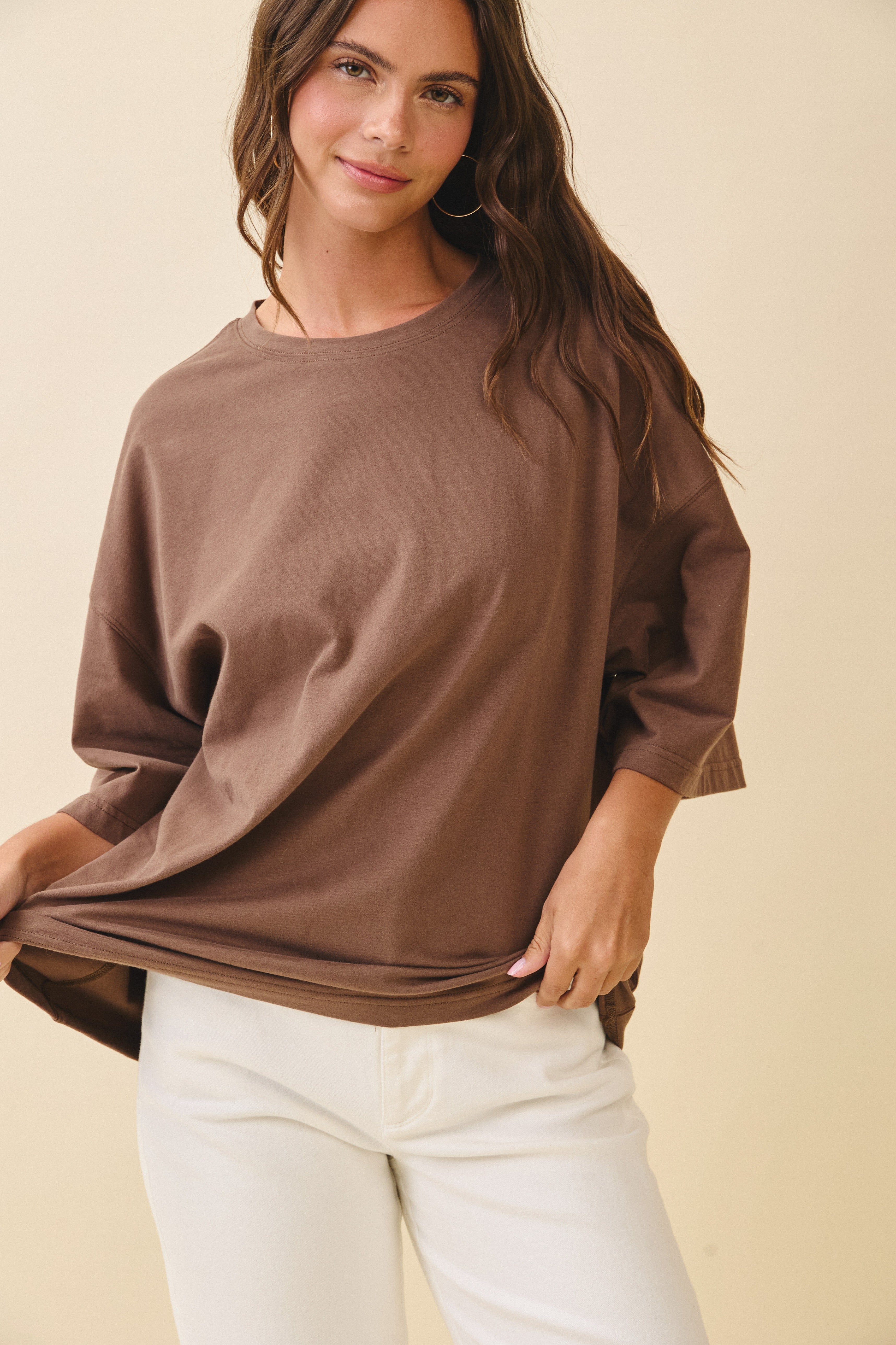 Oversized Chocolate Brown Everyday Cotton Tee