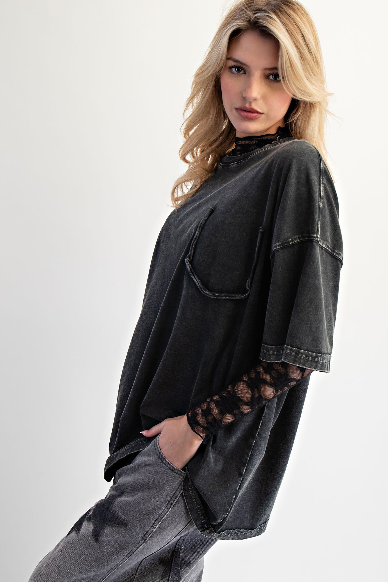 Take Me Home Loose Fit Black Top