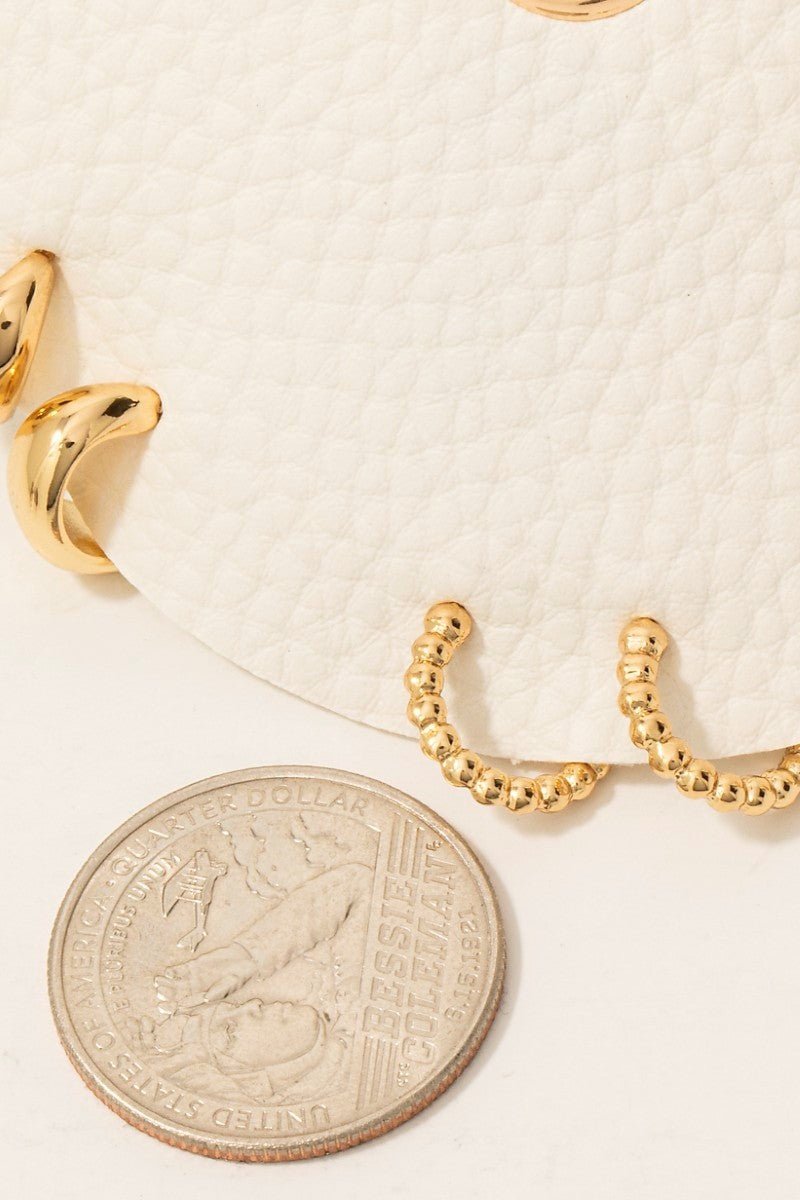 Textured Three Pair Mini Hoop Earrings Set