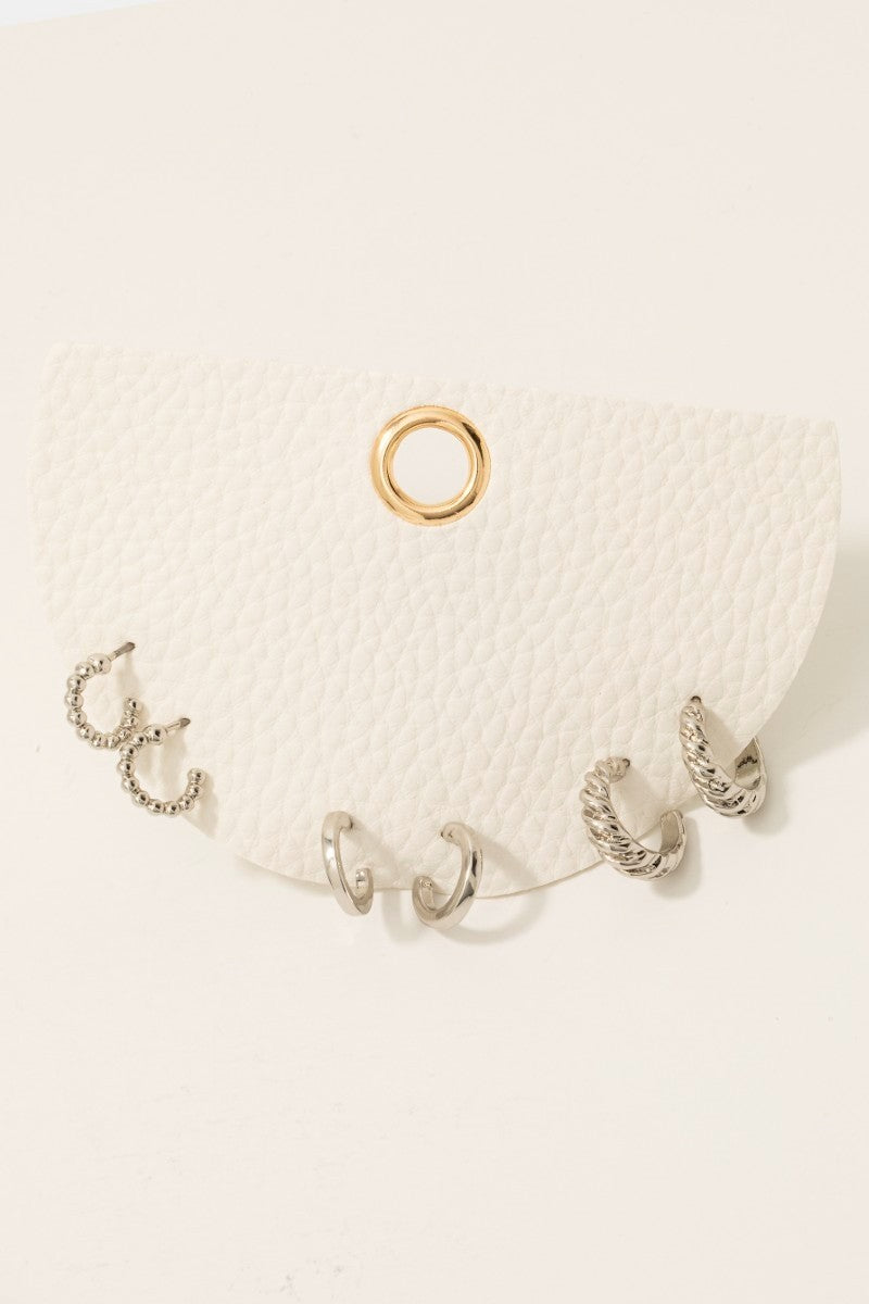 Three Pair Assorted Mini Hoop Earrings Set