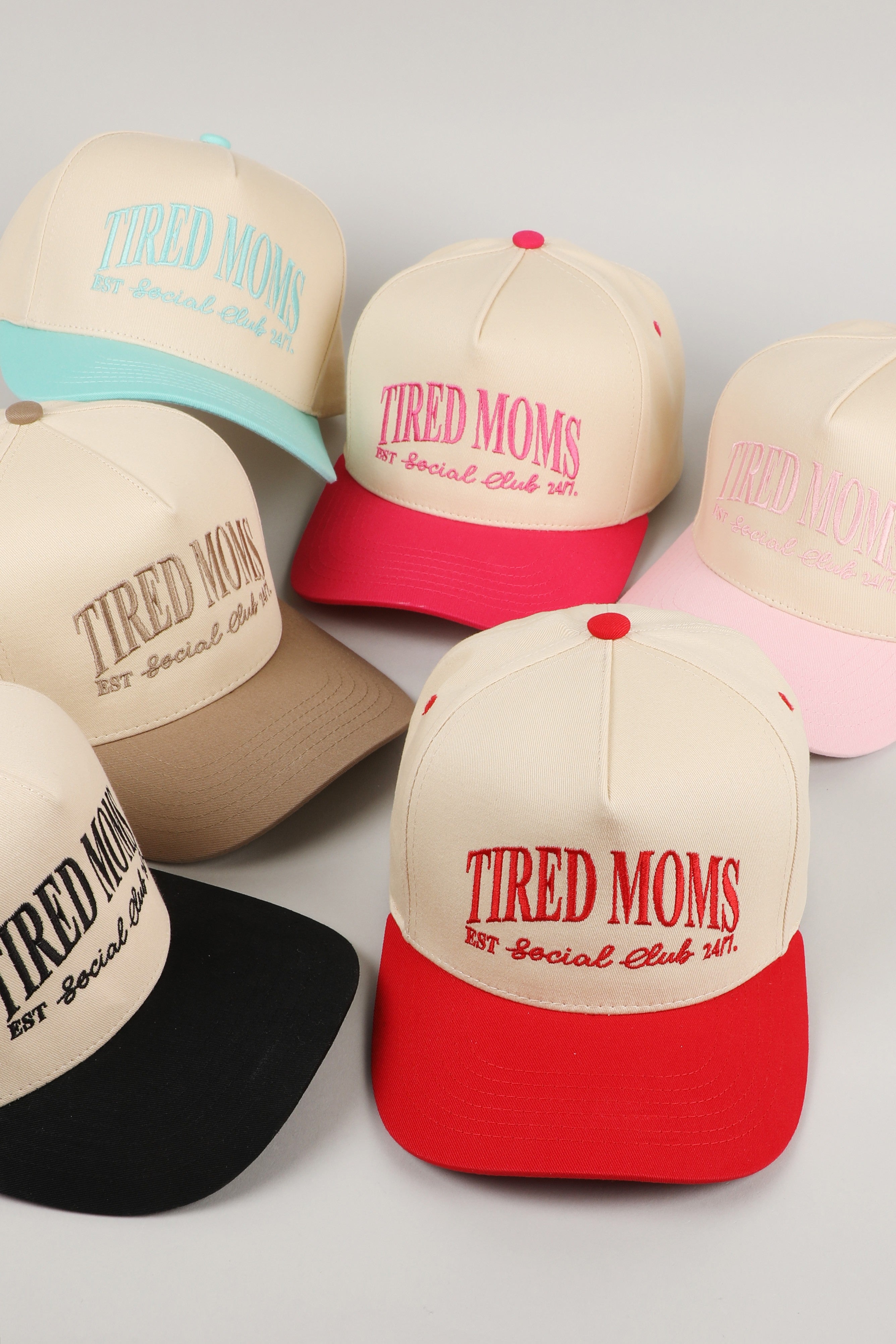 Tired Moms Est. Social Club 24/7 Embroidered Trucker Hat