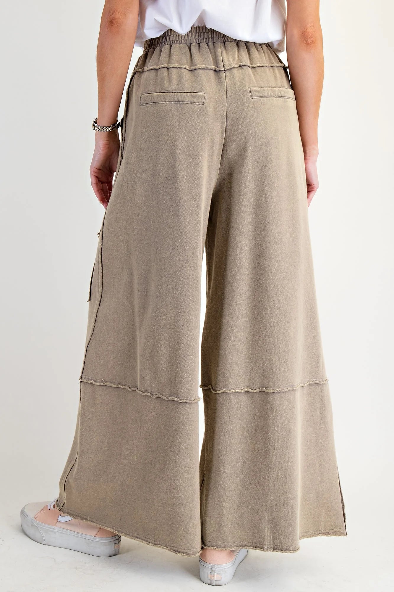 Washed Faded Olive Terry Knit Cargo Pants