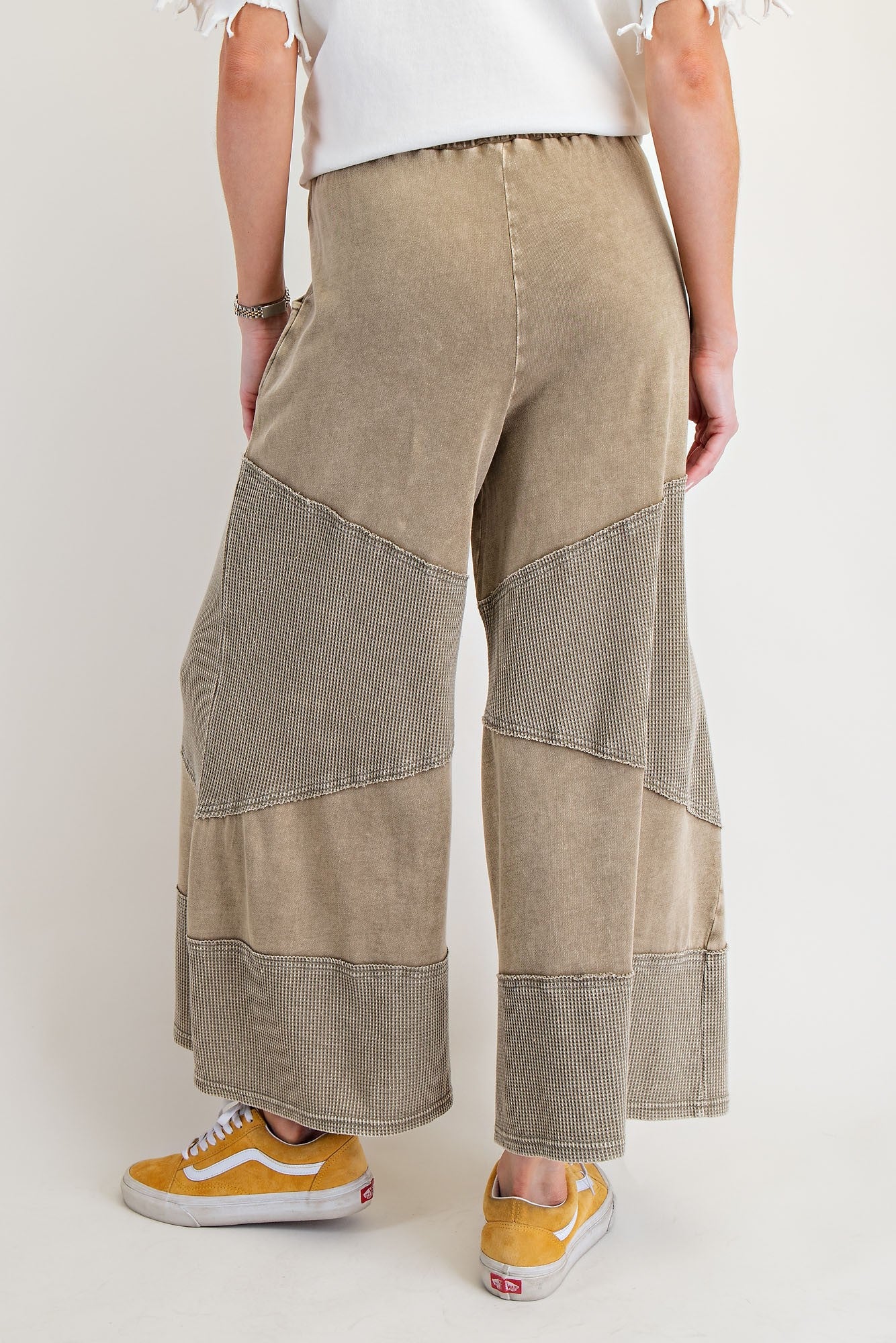 Washed Faded Olive Thermal Mix Terry Knit Pants