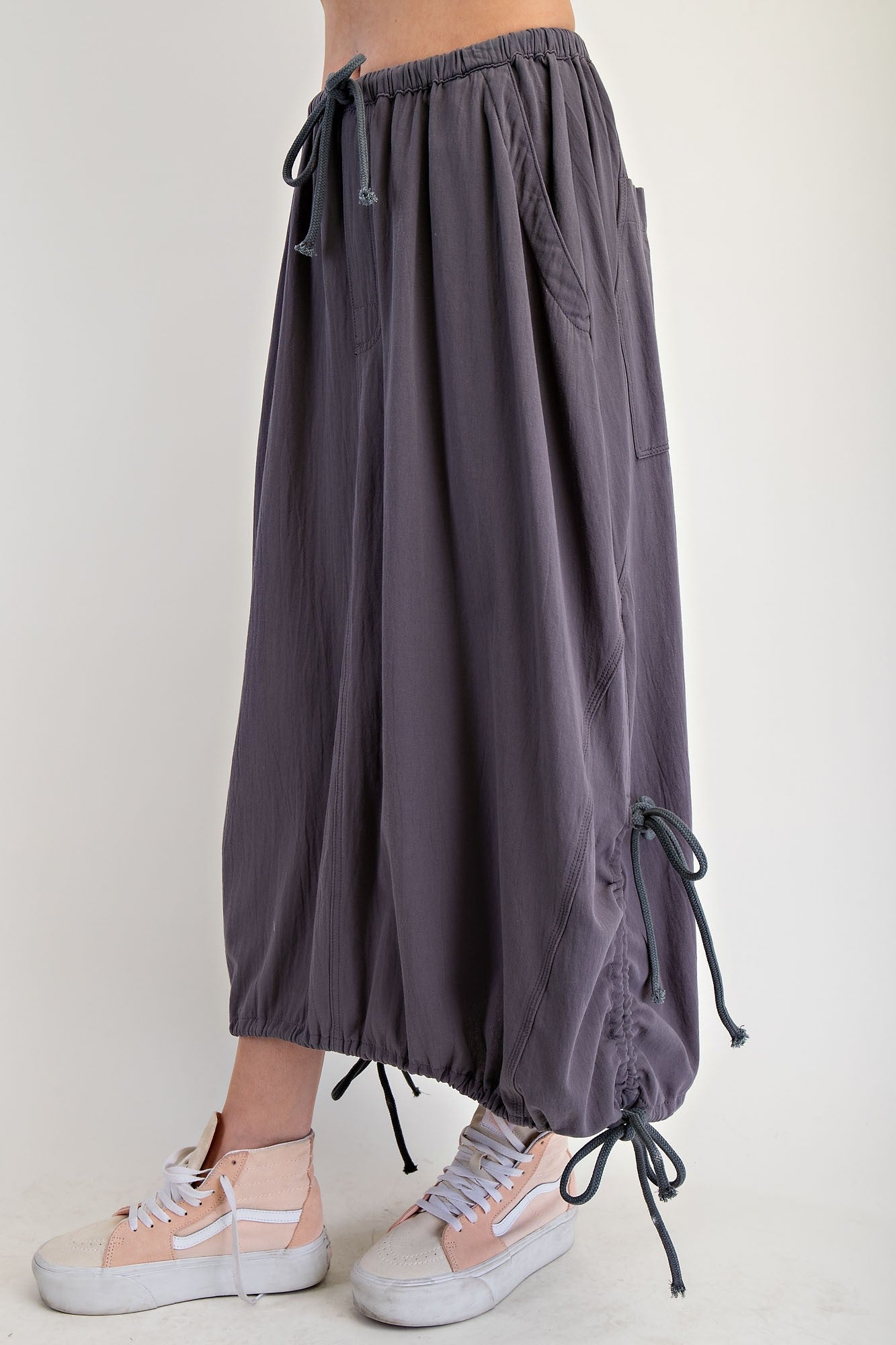 Washed Ash Charcoal Twill Maxi Skirt