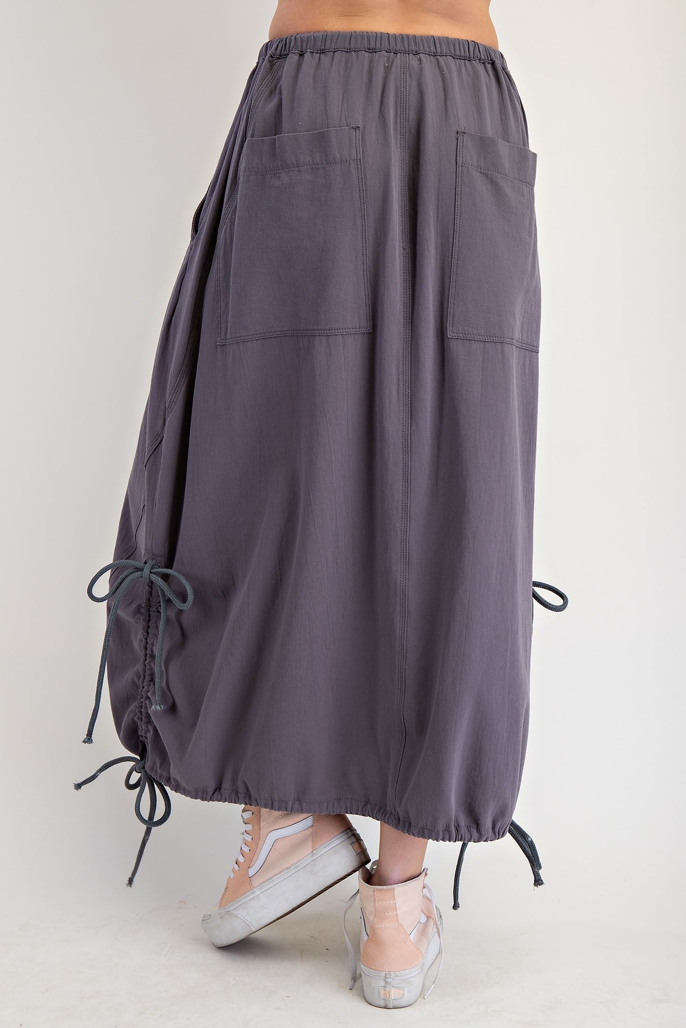 Washed Ash Charcoal Twill Maxi Skirt