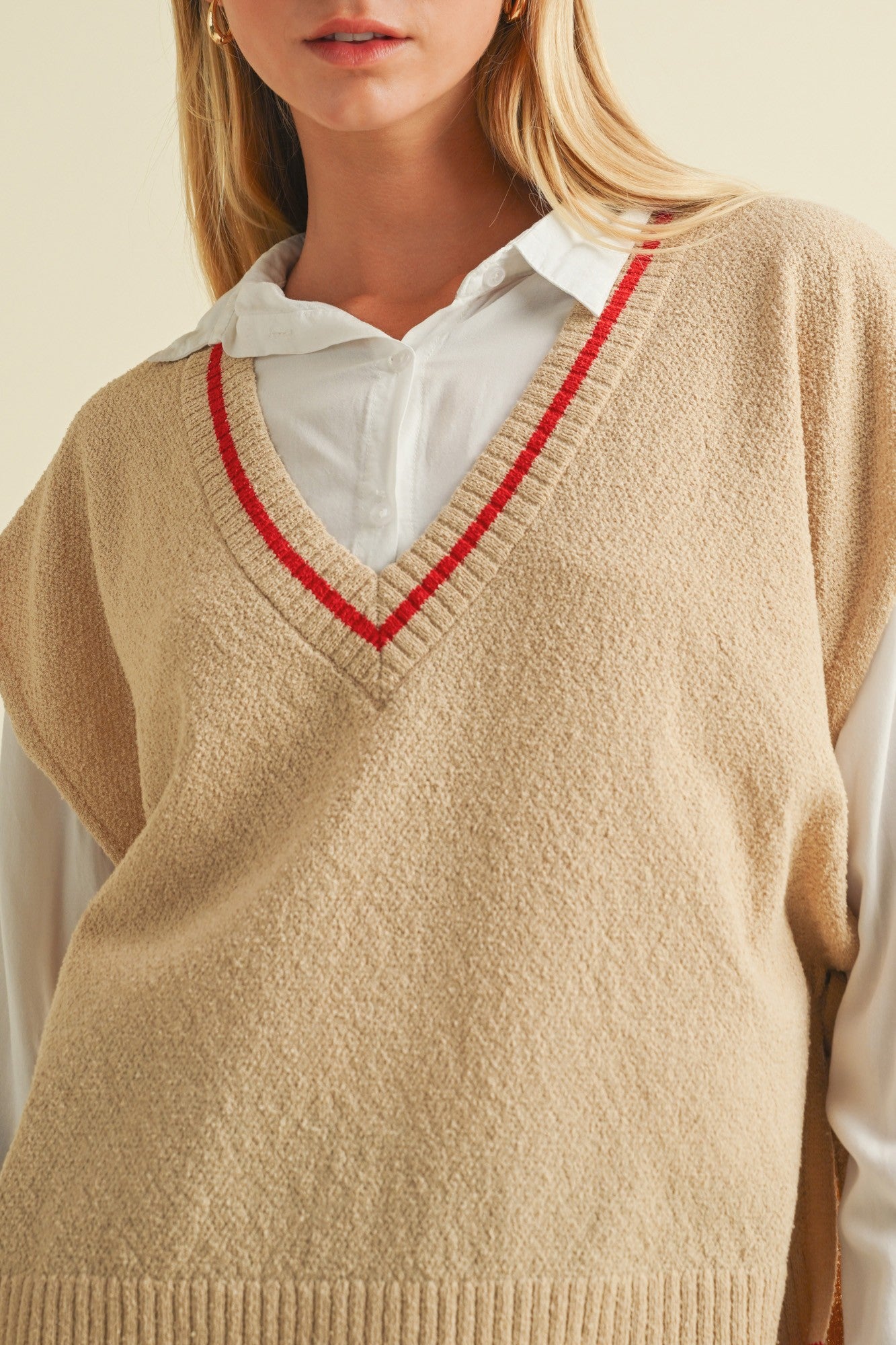 Open Side Tie V Neck Sweater Vest Top