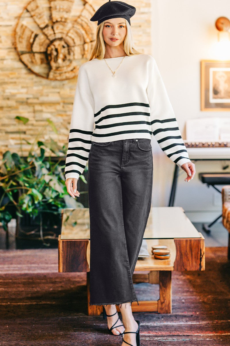 High Rise Washed Black Cropped Jean Pants