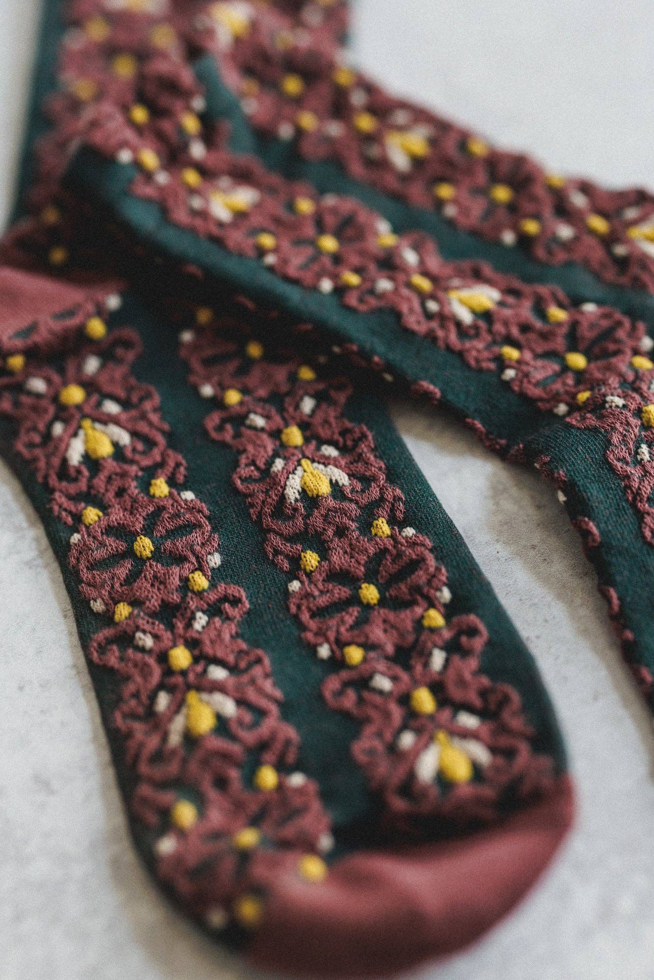 Garden Stitch Socks - Maroon