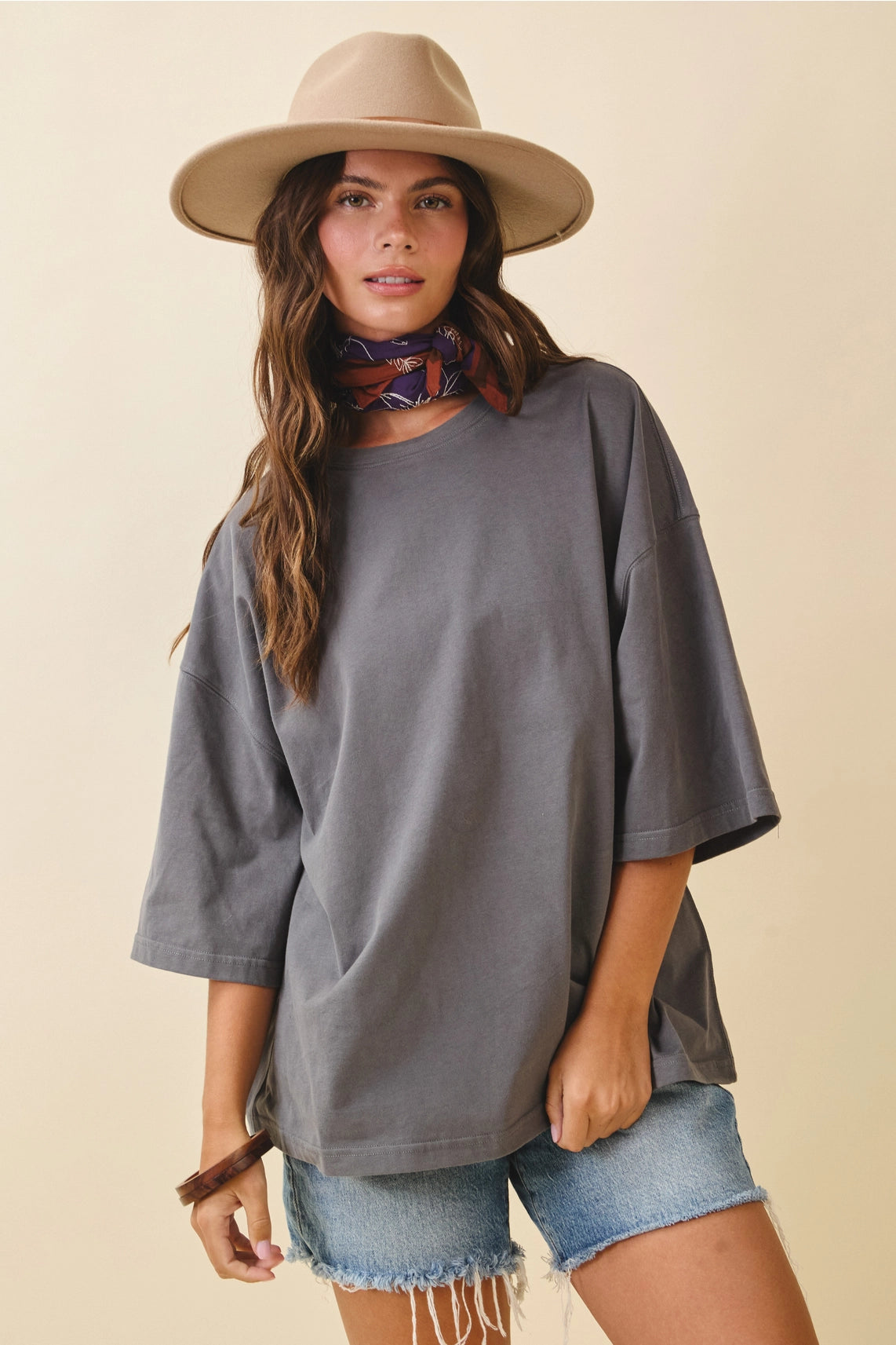 Oversized Charcoal Everyday Cotton Tee