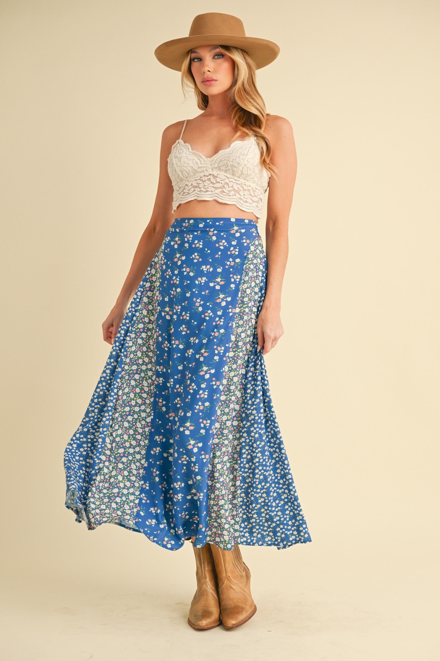 Floral Cobalt Blue Melanie Skirt