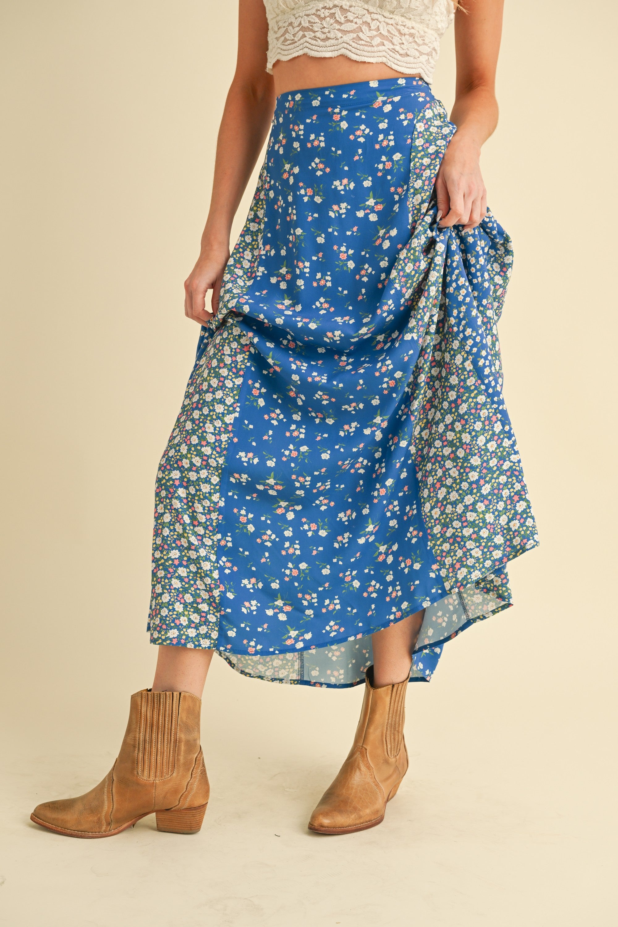 Floral Cobalt Blue Melanie Skirt