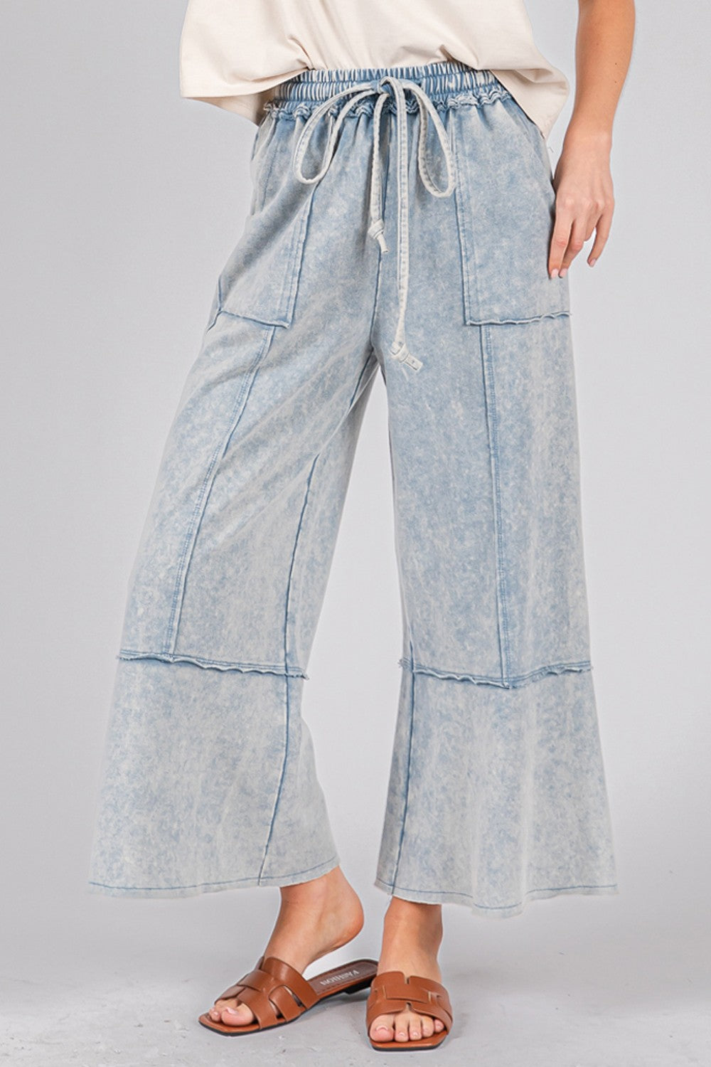 Denim Mineral Washed Terry Knit Pants