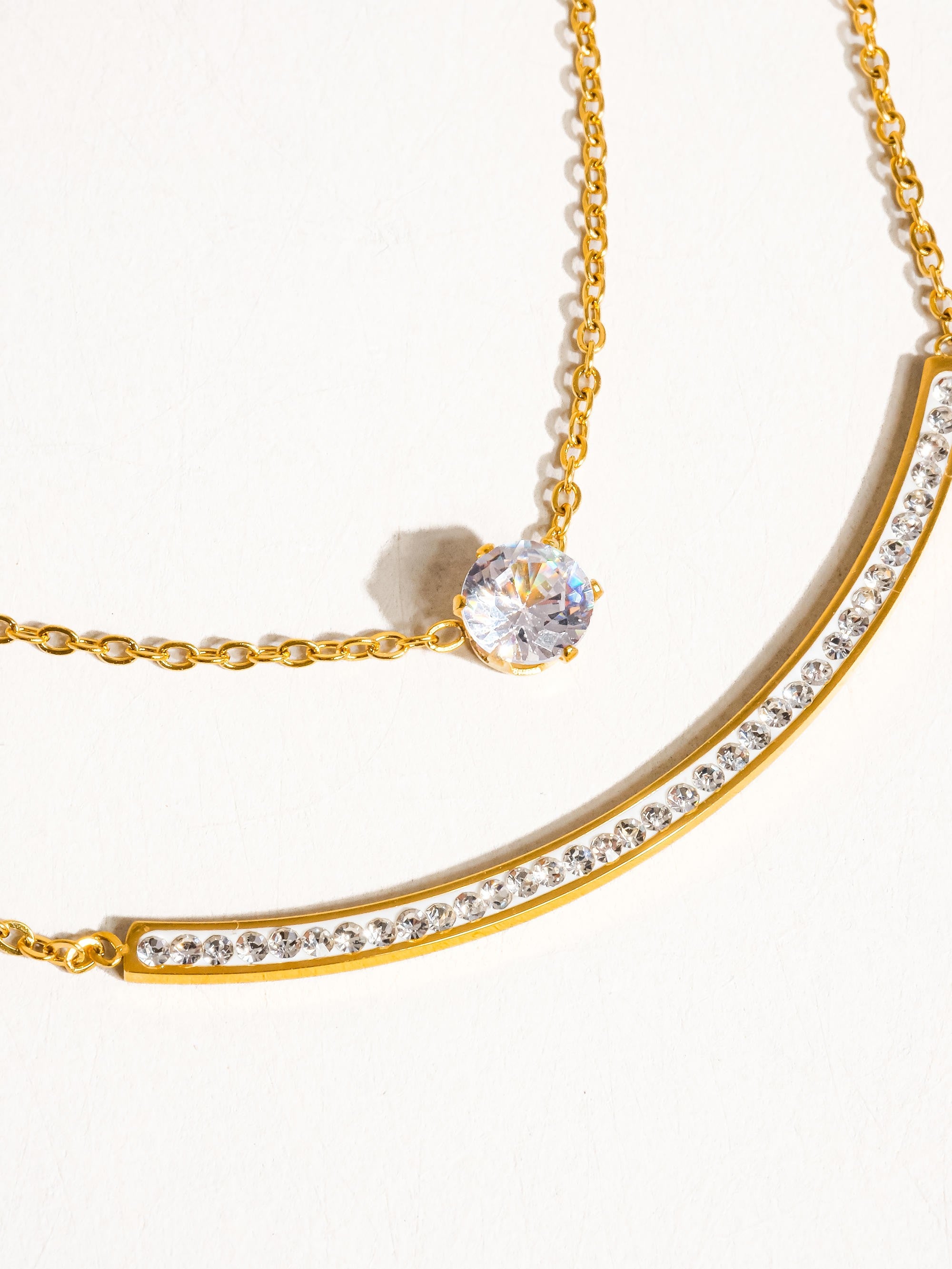 18k Gold Layered Smile Cz Necklace